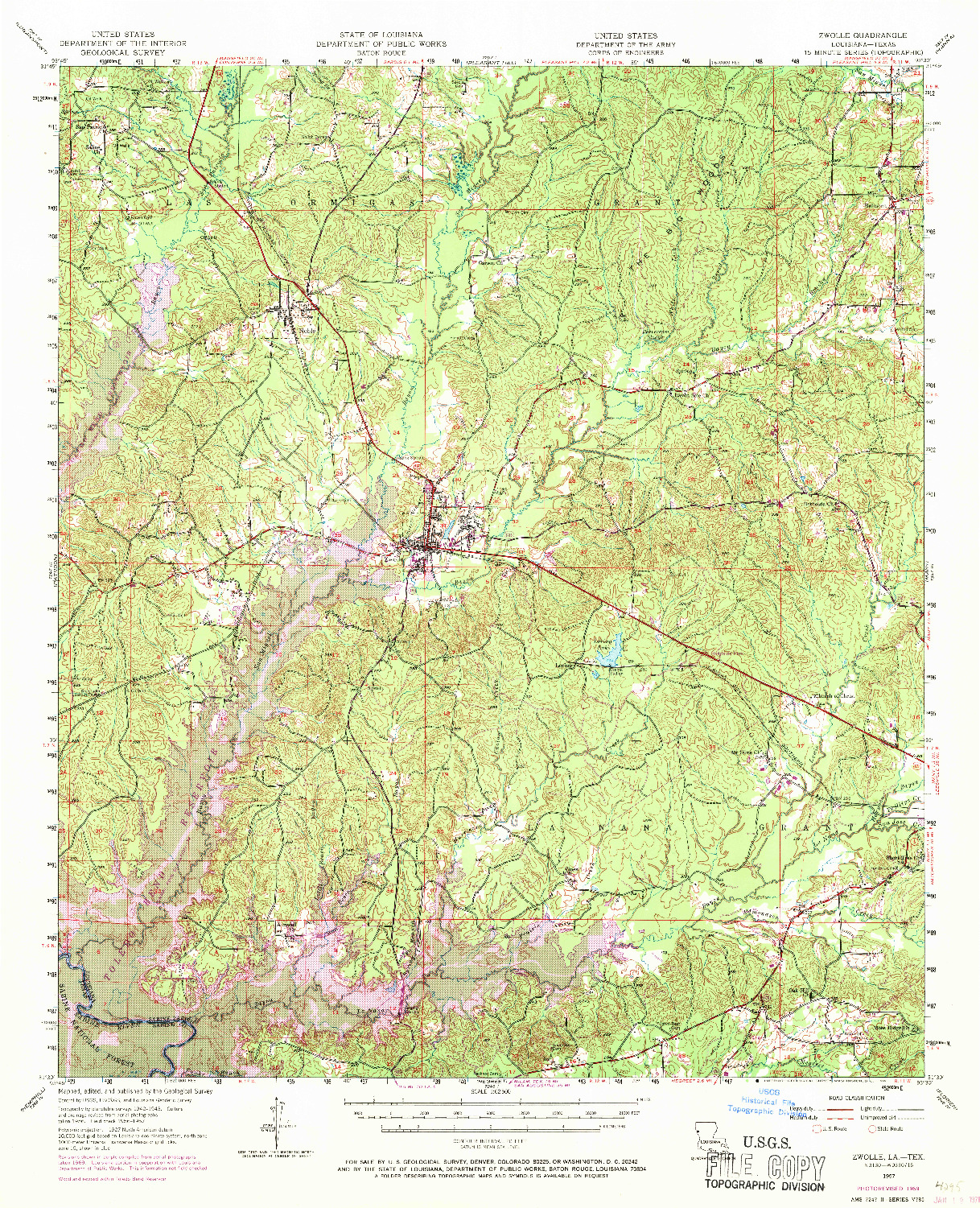 USGS 1:62500-SCALE QUADRANGLE FOR ZWOLLE, LA 1957