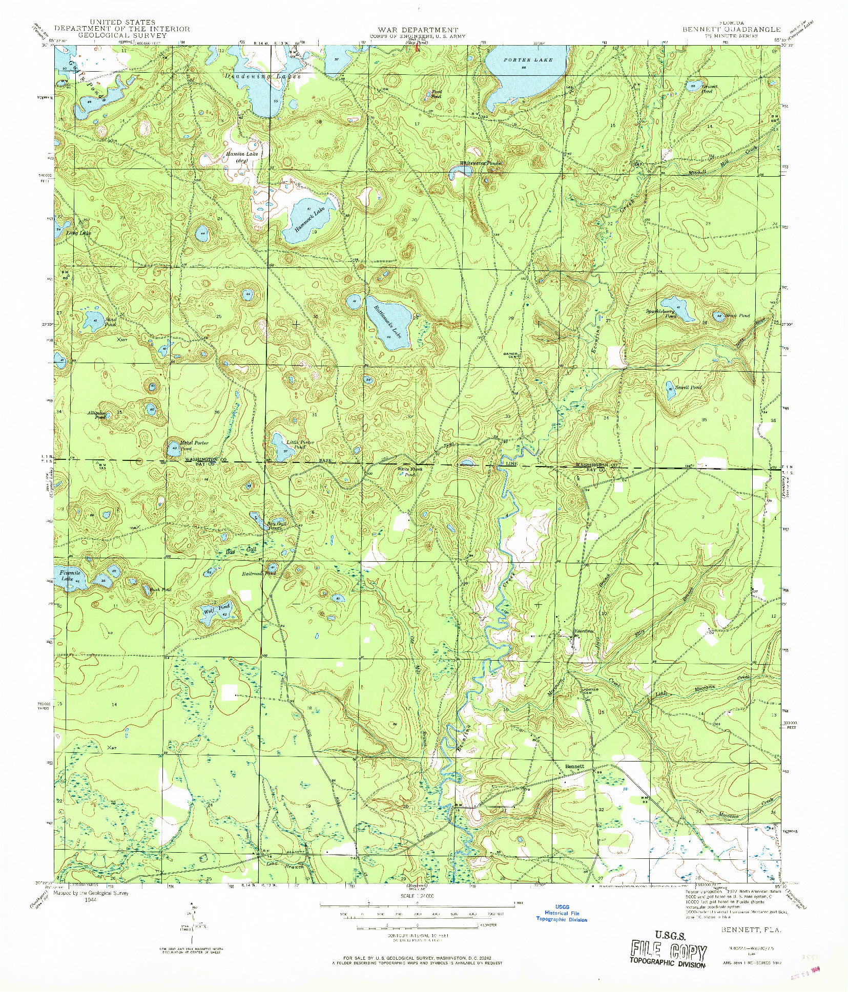 USGS 1:24000-SCALE QUADRANGLE FOR BENNETT, FL 1944