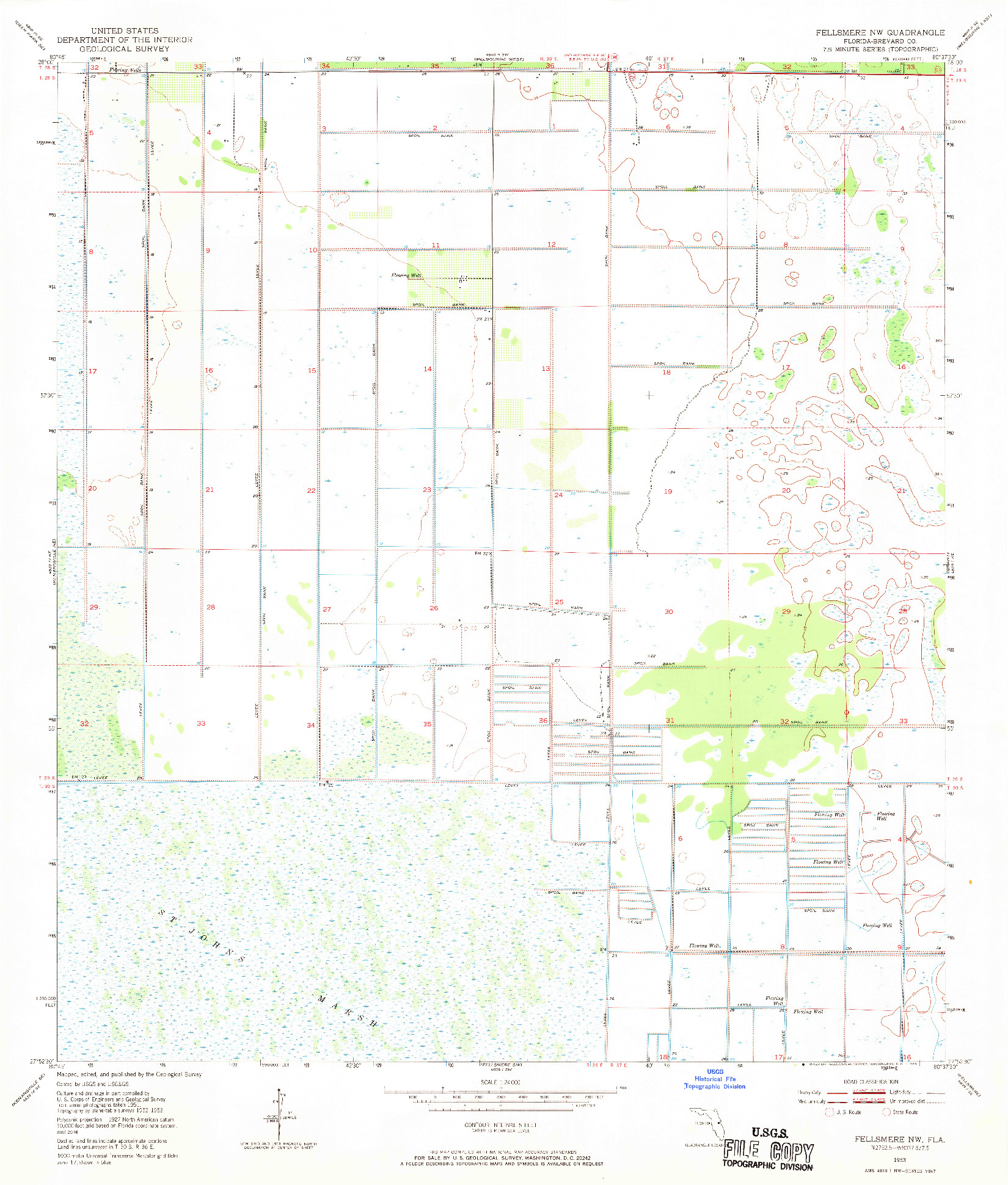 USGS 1:24000-SCALE QUADRANGLE FOR FELLSMERE NW, FL 1953