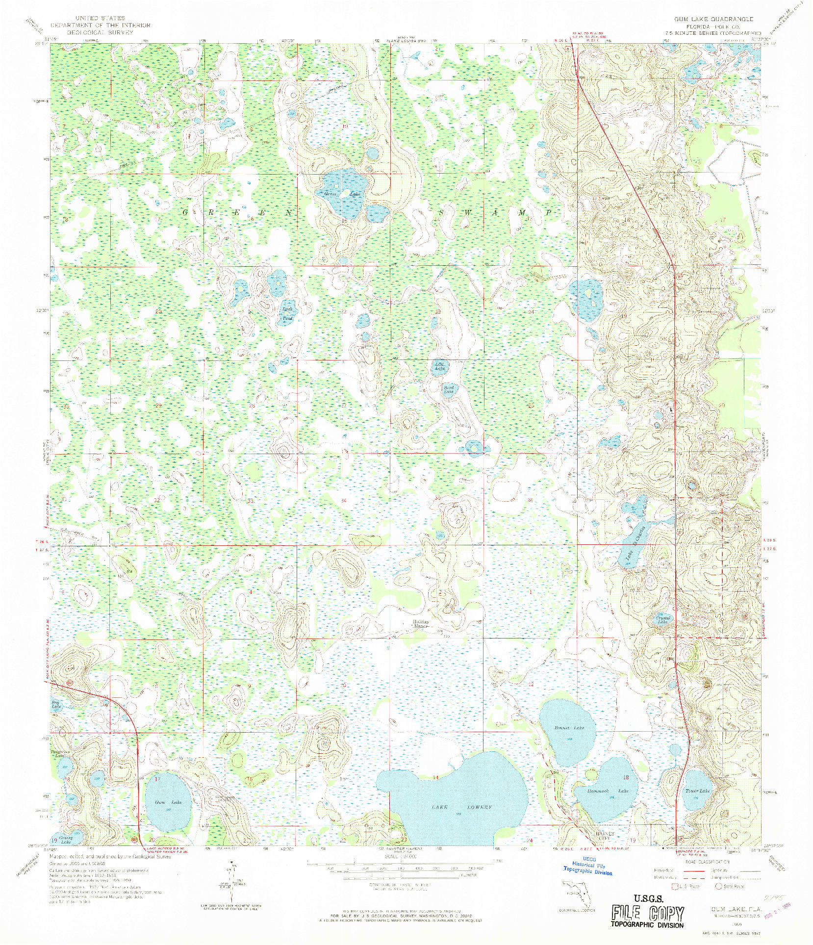 USGS 1:24000-SCALE QUADRANGLE FOR GUM LAKE, FL 1959