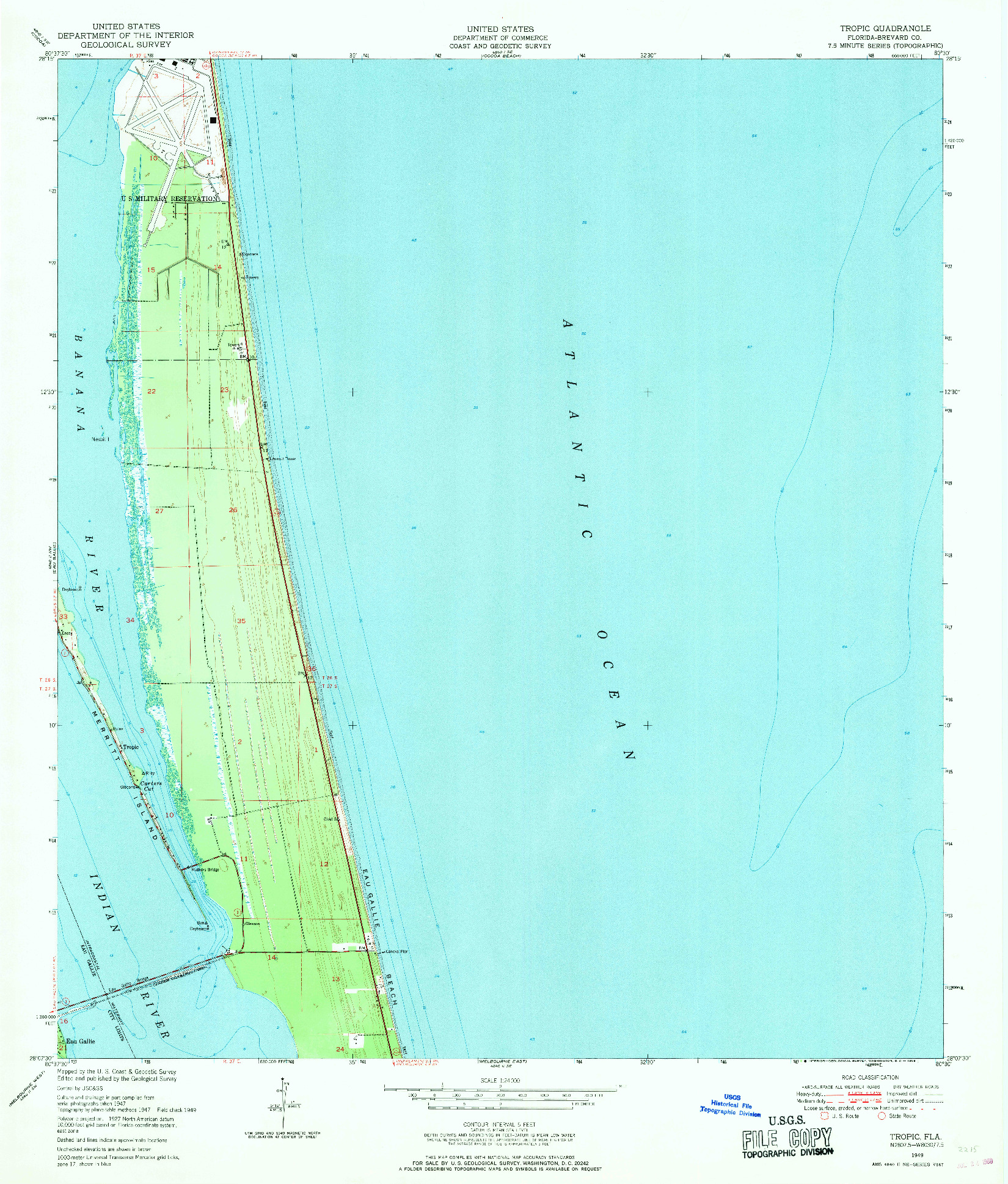 USGS 1:24000-SCALE QUADRANGLE FOR TROPIC, FL 1949