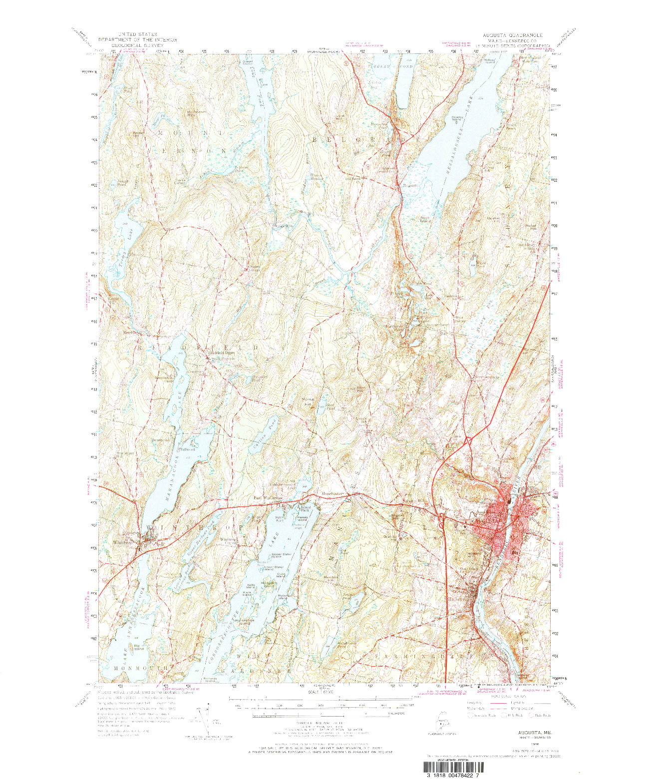 USGS 1:62500-SCALE QUADRANGLE FOR AUGUSTA, ME 1956