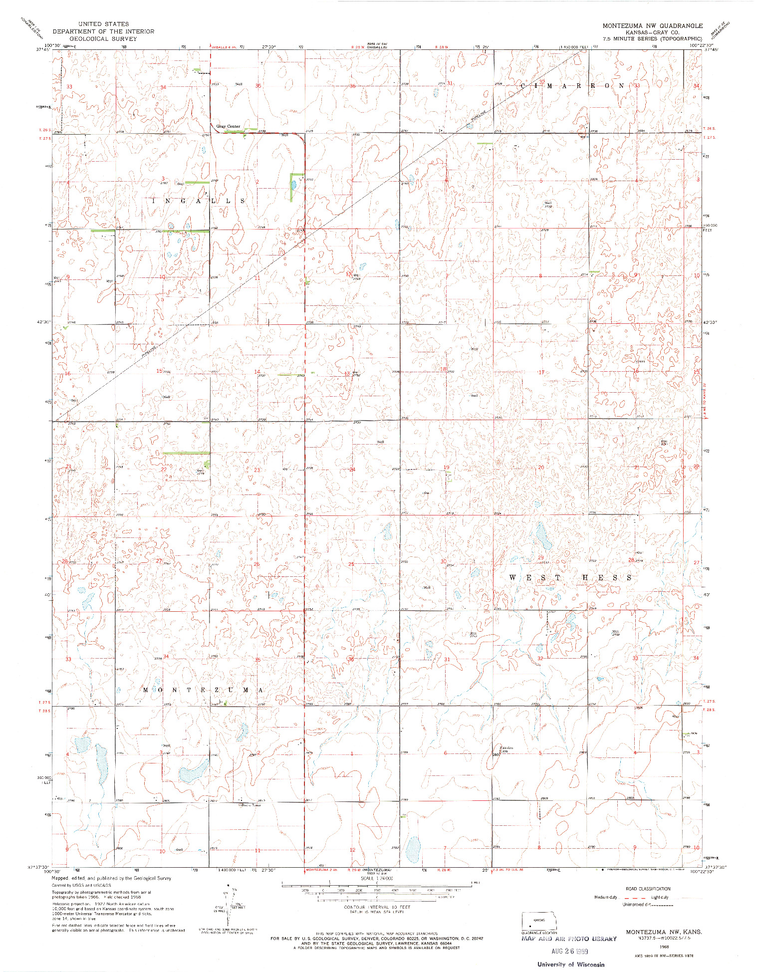 USGS 1:24000-SCALE QUADRANGLE FOR MONTEZUMA NW, KS 1968