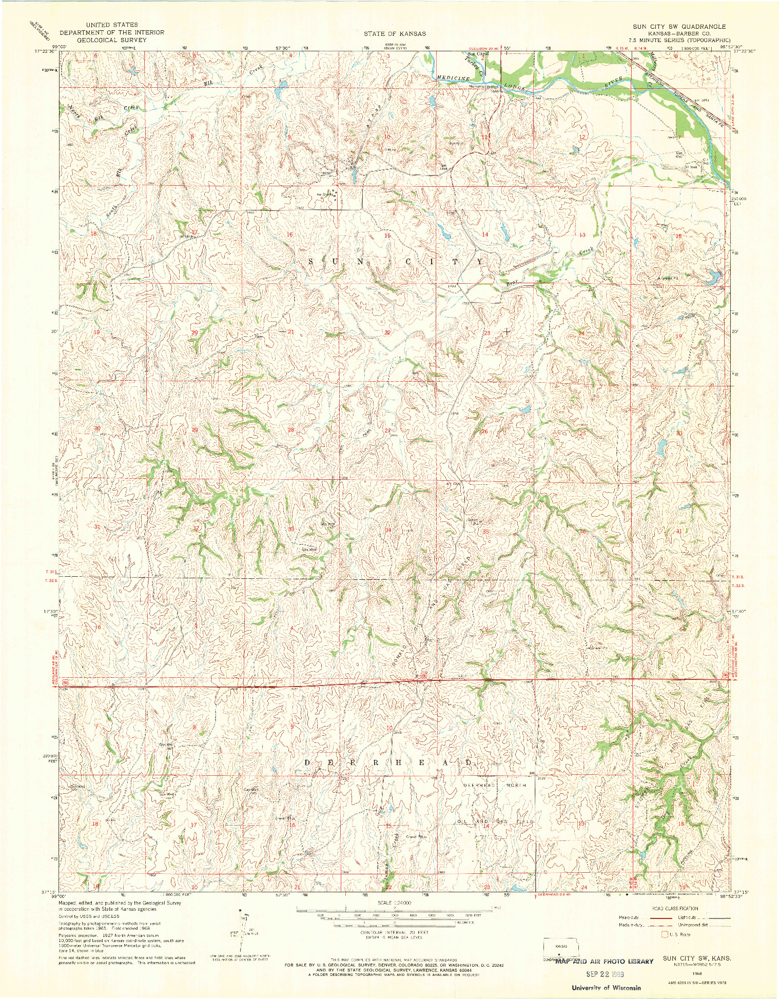 USGS 1:24000-SCALE QUADRANGLE FOR SUN CITY SW, KS 1968