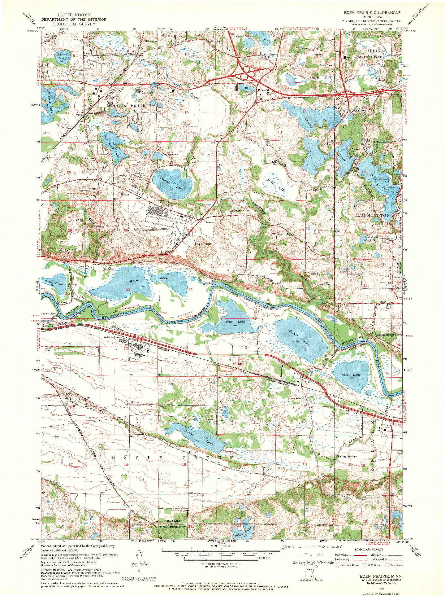 USGS 1:24000-SCALE QUADRANGLE FOR EDEN PRAIRIE, MN 1967