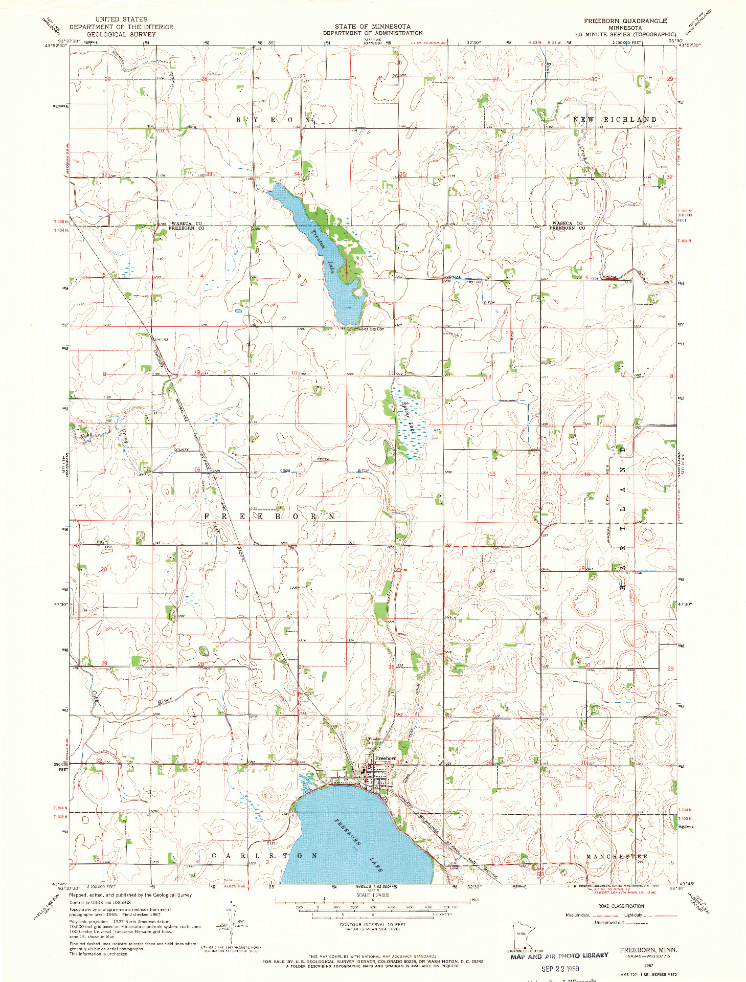 USGS 1:24000-SCALE QUADRANGLE FOR FREEBORN, MN 1967