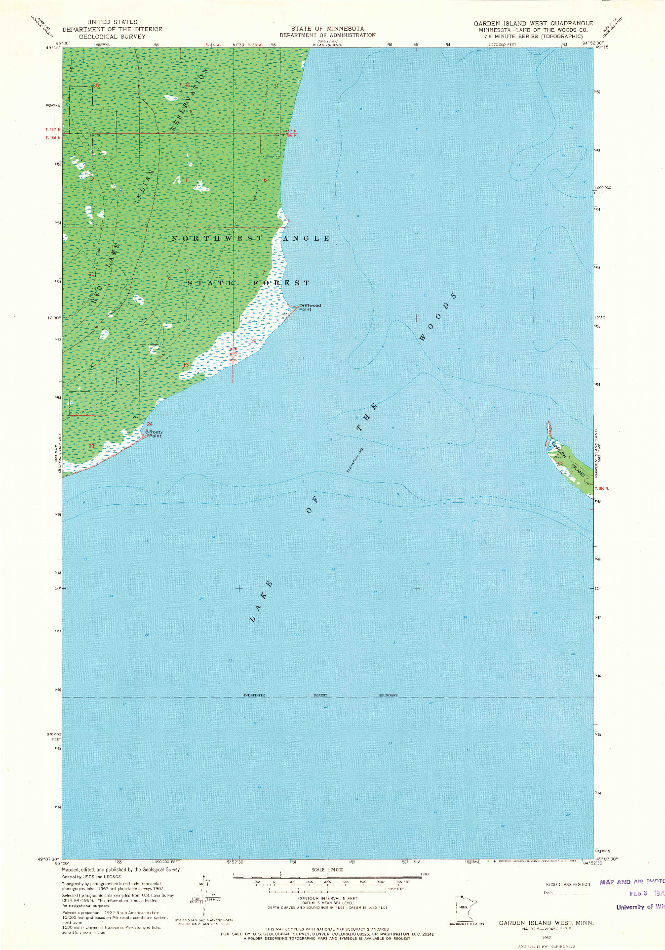 USGS 1:24000-SCALE QUADRANGLE FOR GARDEN ISLAND WEST, MN 1967
