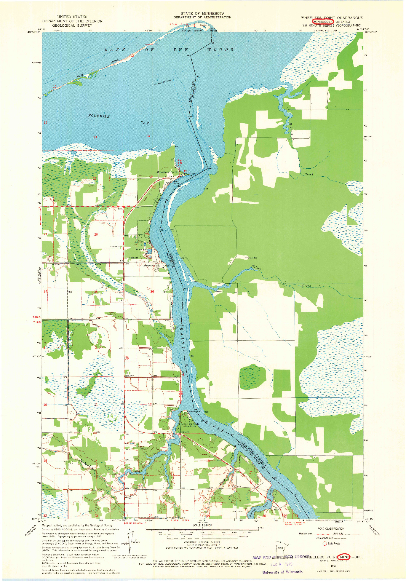 USGS 1:24000-SCALE QUADRANGLE FOR WHEELERS POINT, MN 1967