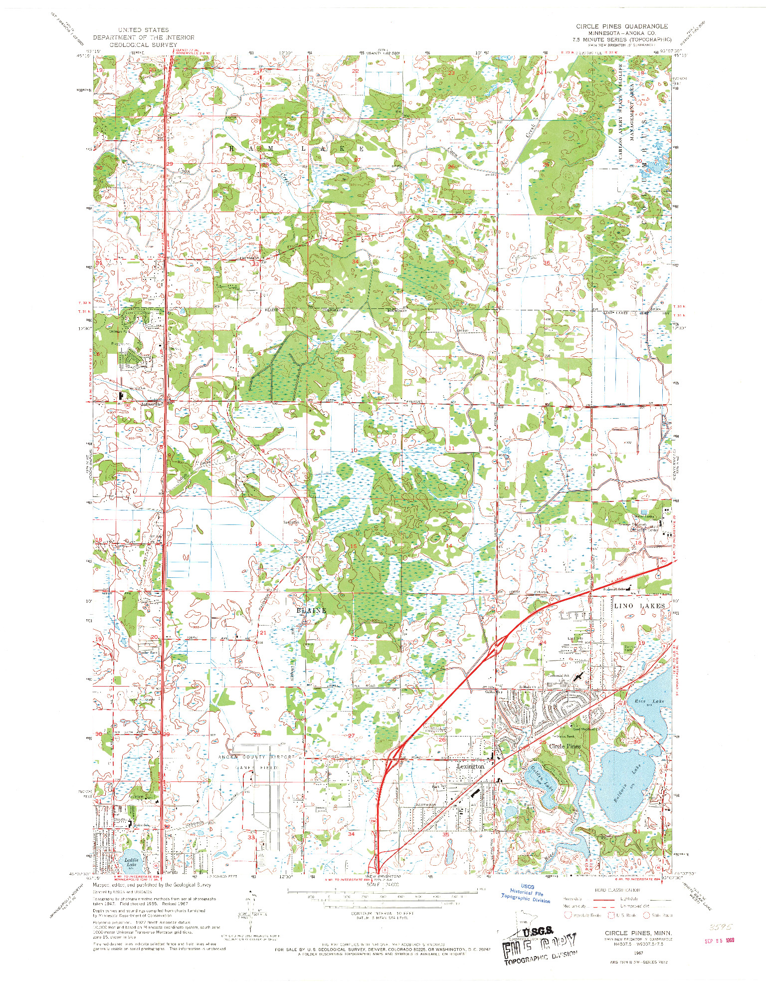 USGS 1:24000-SCALE QUADRANGLE FOR CIRCLE PINES, MN 1967