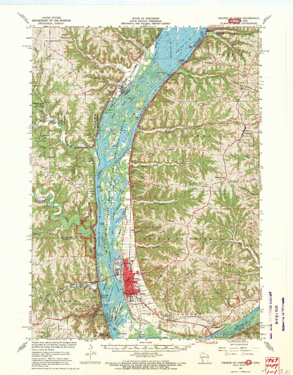 USGS 1:62500-SCALE QUADRANGLE FOR PRAIRIE DU CHIEN, WI 1967