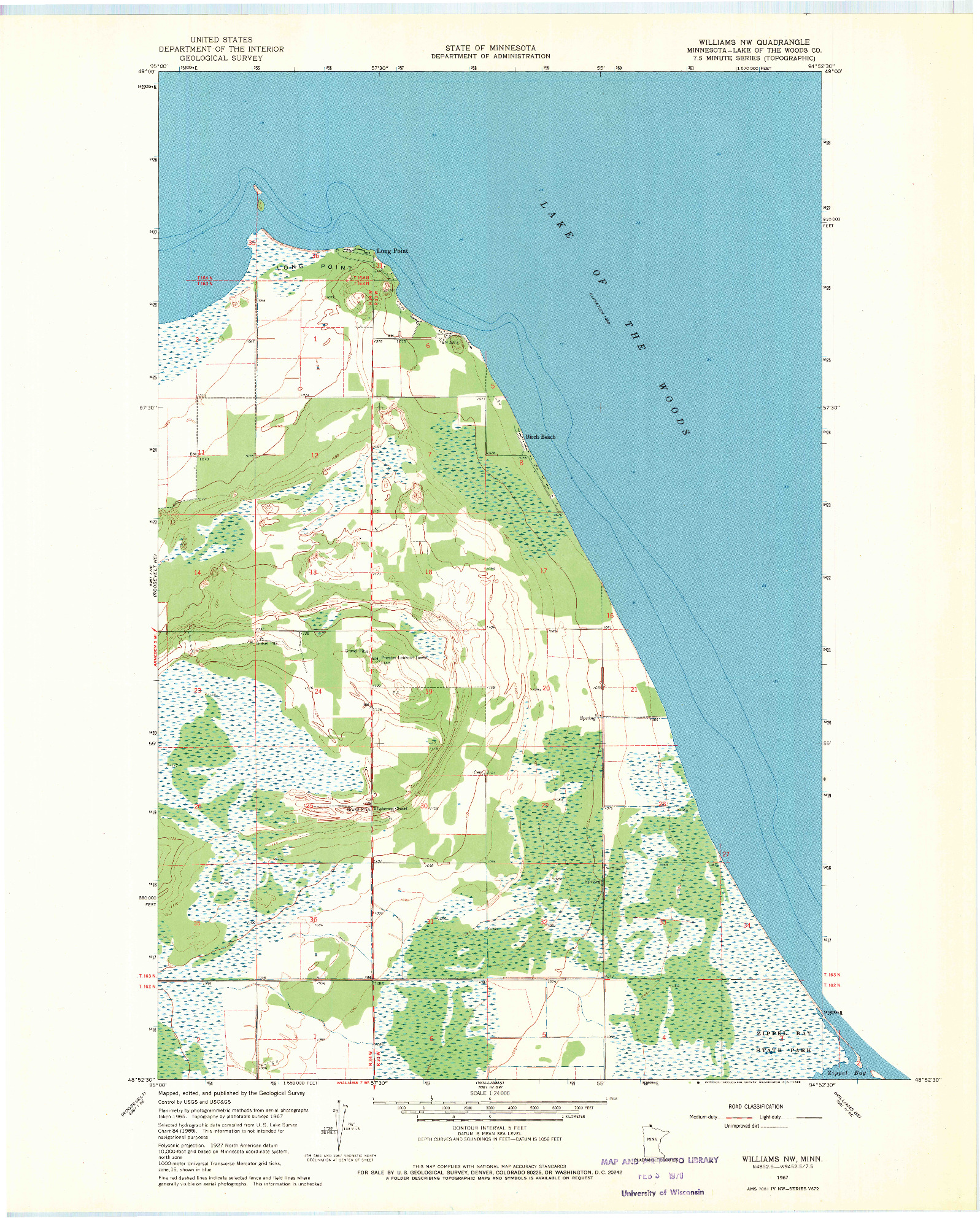 USGS 1:24000-SCALE QUADRANGLE FOR WILLIAMS NW, MN 1967