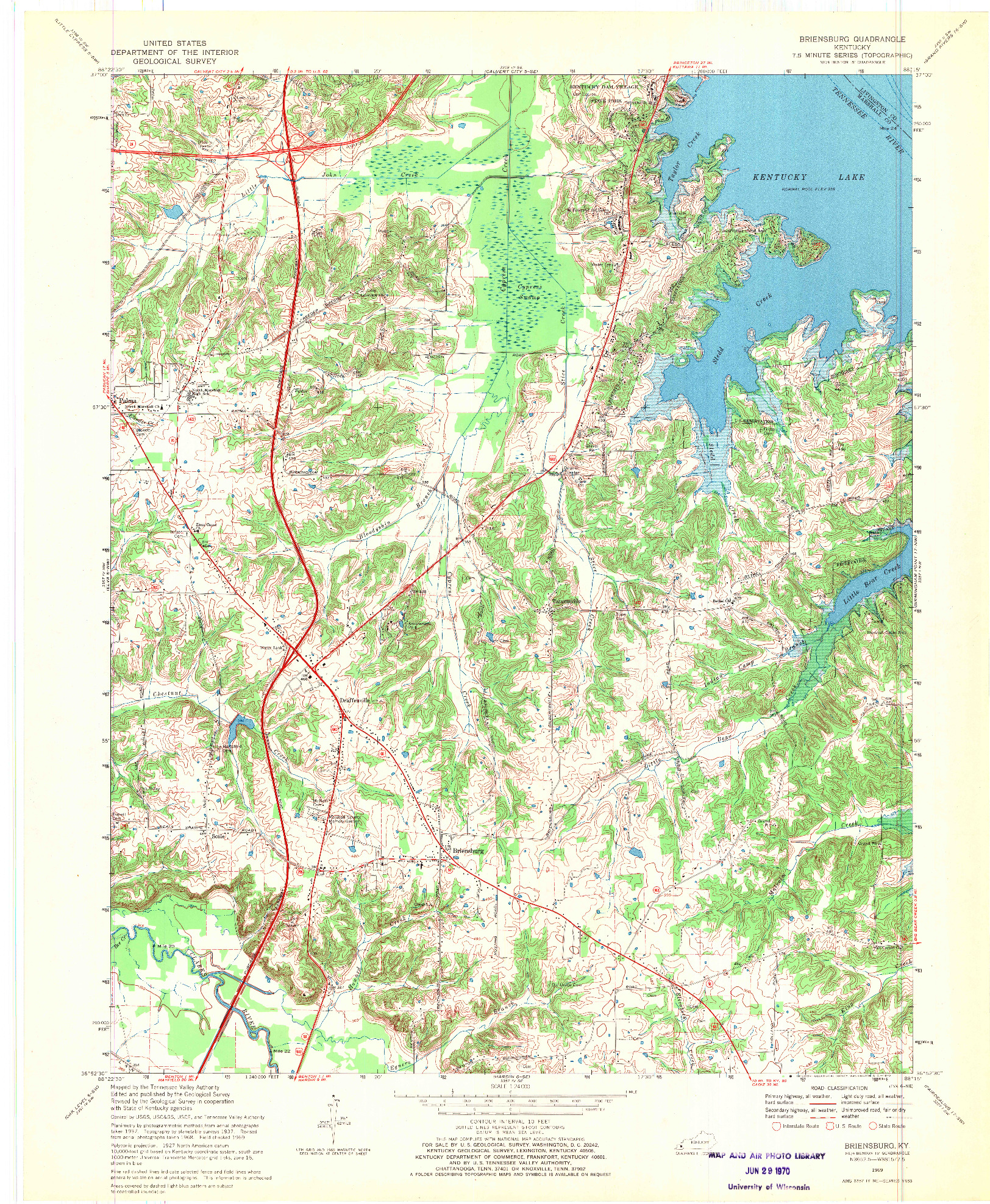USGS 1:24000-SCALE QUADRANGLE FOR BRIENSBURG, KY 1969