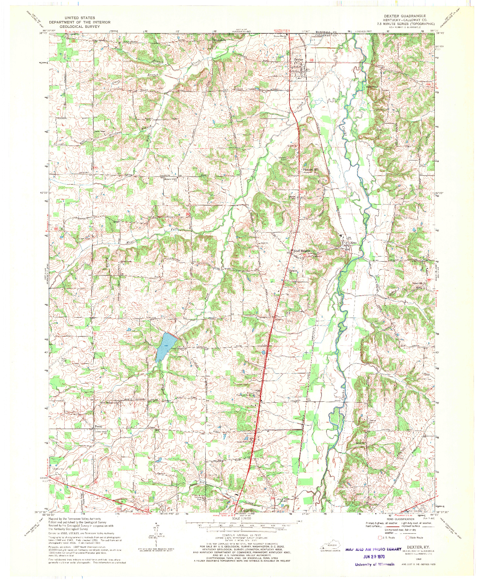 USGS 1:24000-SCALE QUADRANGLE FOR DEXTER, KY 1969