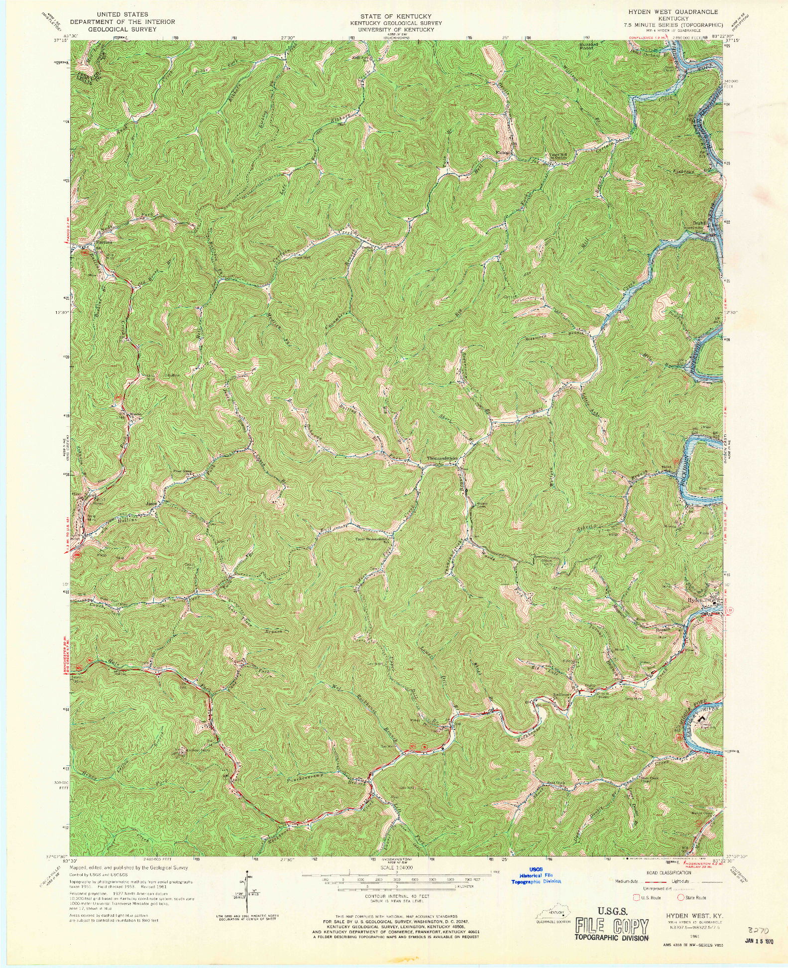 USGS 1:24000-SCALE QUADRANGLE FOR HYDEN WEST, KY 1961