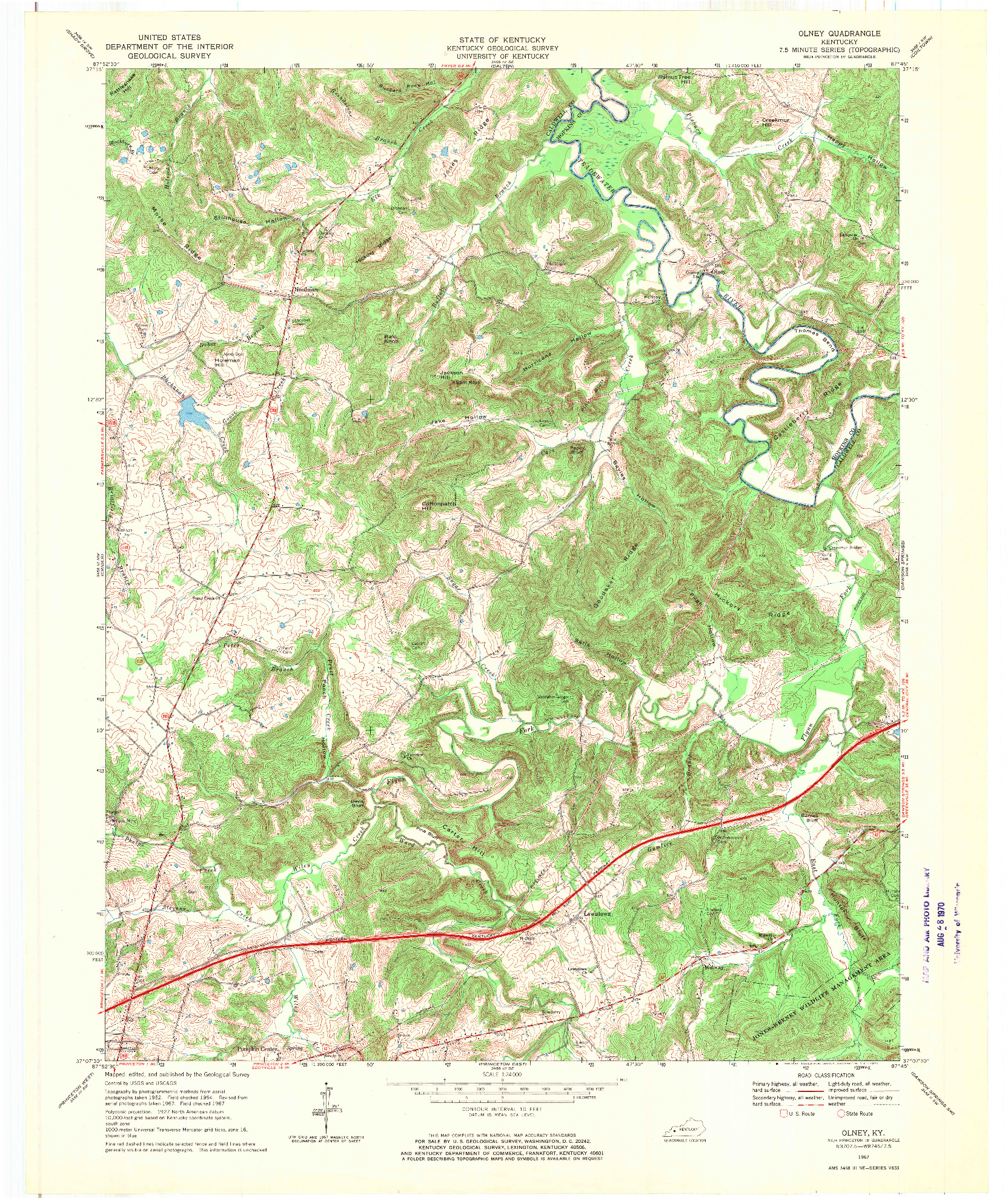 USGS 1:24000-SCALE QUADRANGLE FOR OLNEY, KY 1967