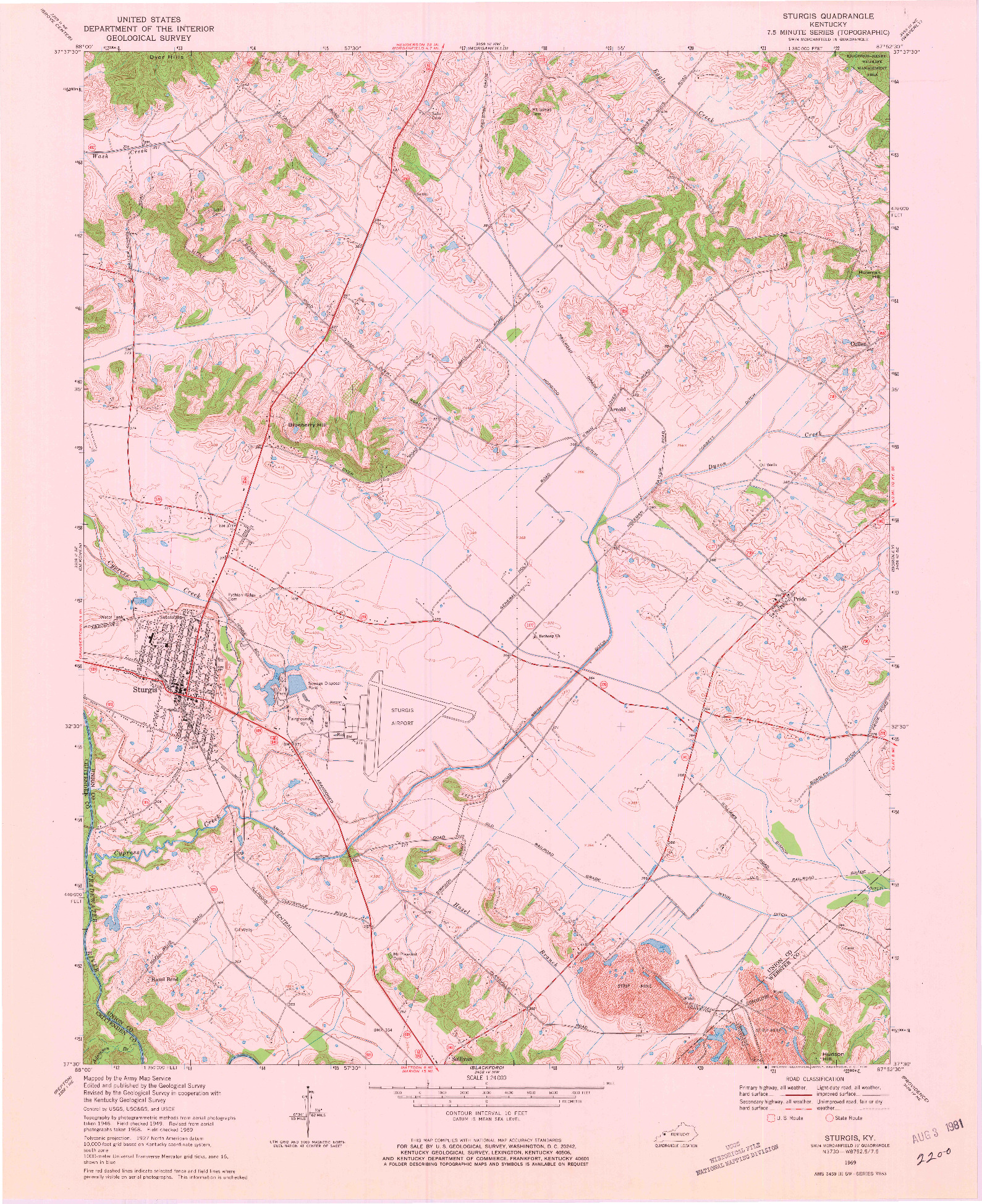 USGS 1:24000-SCALE QUADRANGLE FOR STURGIS, KY 1969