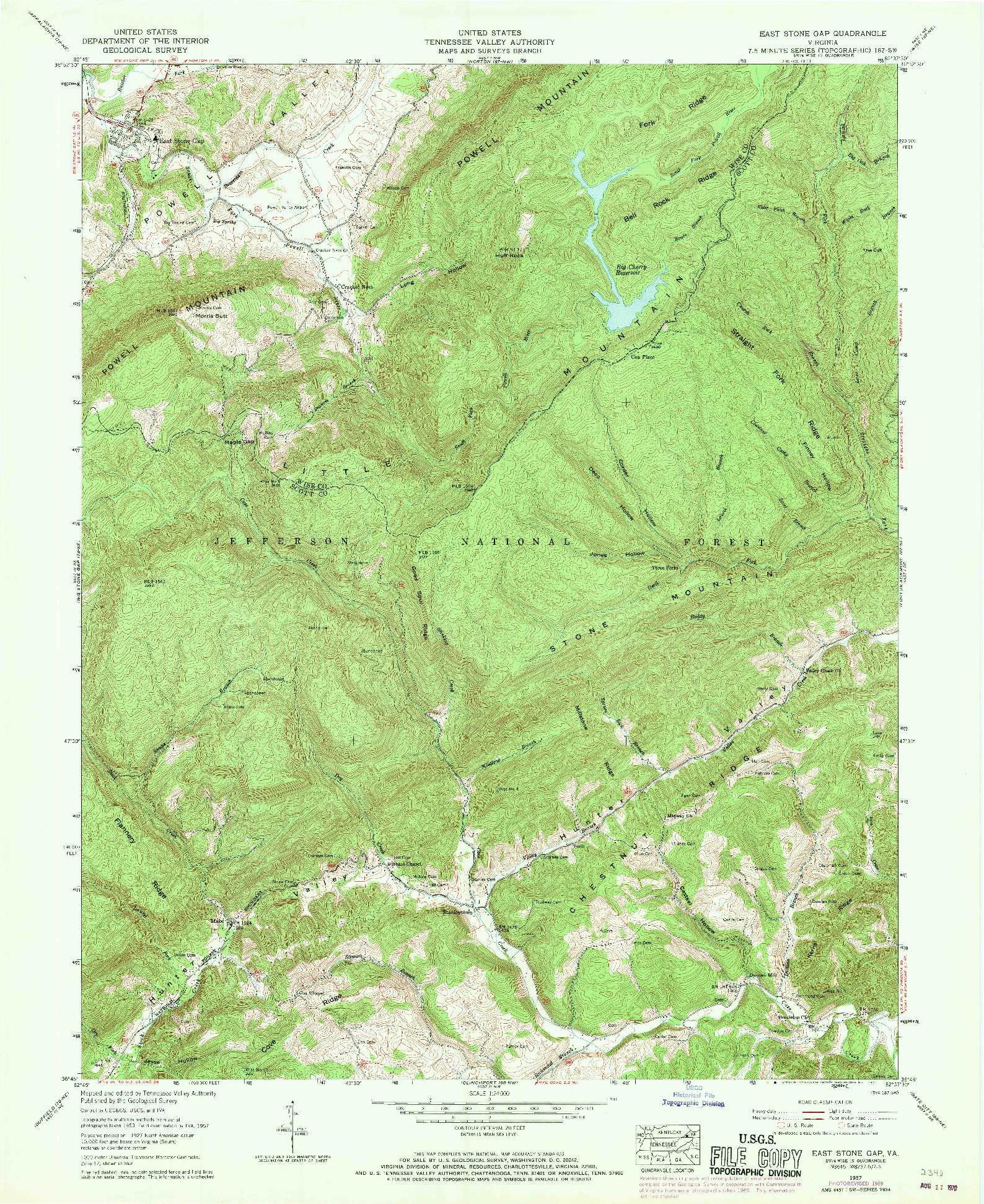 USGS 1:24000-SCALE QUADRANGLE FOR EAST STONE GAP, VA 1957