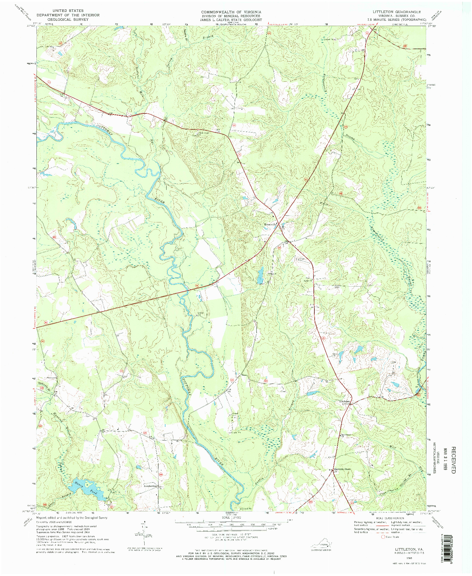 USGS 1:24000-SCALE QUADRANGLE FOR LITTLETON, VA 1968