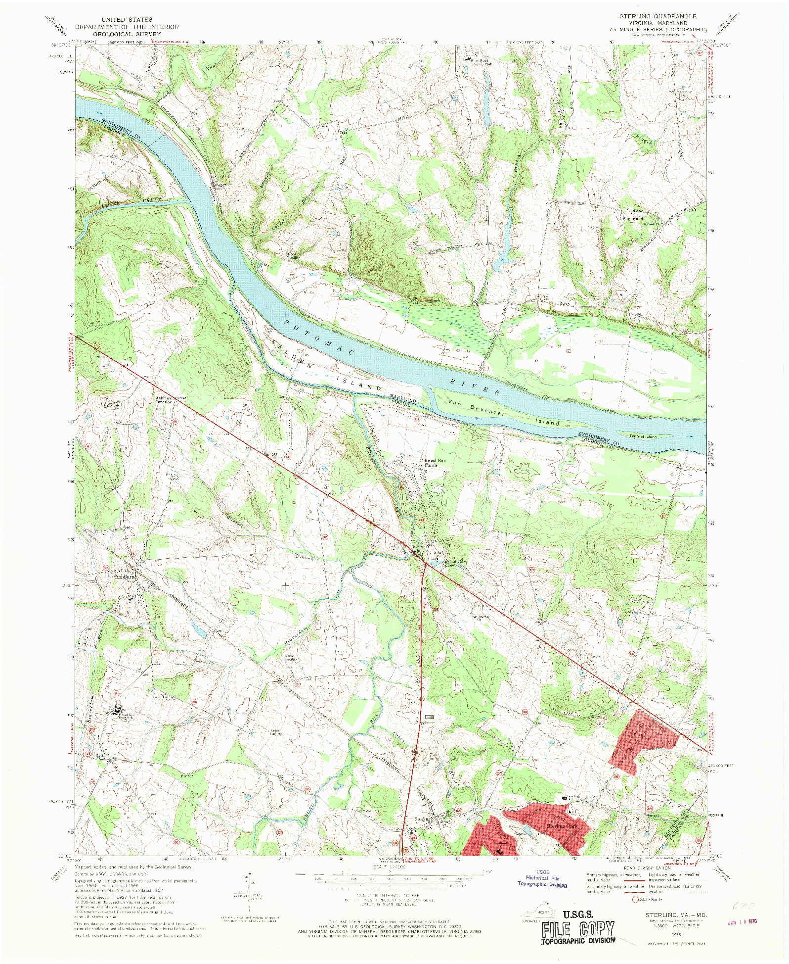 USGS 1:24000-SCALE QUADRANGLE FOR STERLING, VA 1968