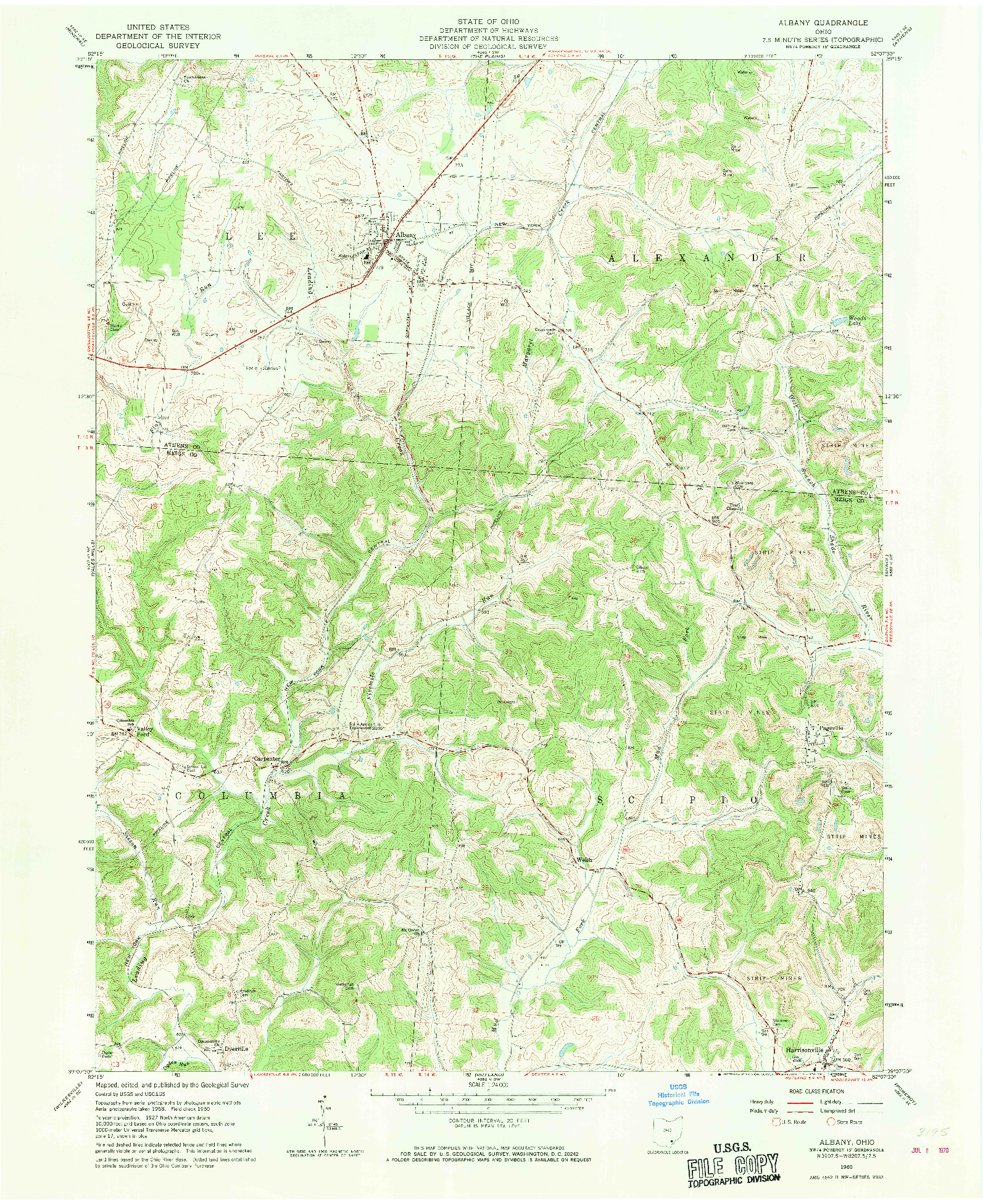 USGS 1:24000-SCALE QUADRANGLE FOR ALBANY, OH 1960
