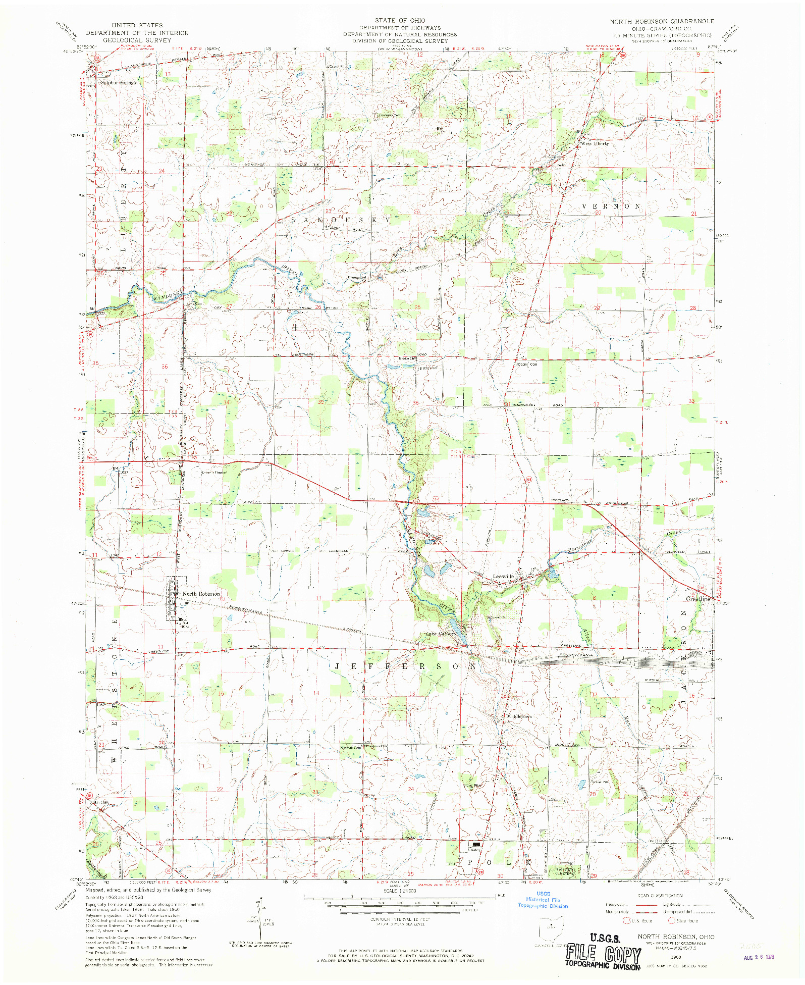 USGS 1:24000-SCALE QUADRANGLE FOR NORTH ROBINSON, OH 1960