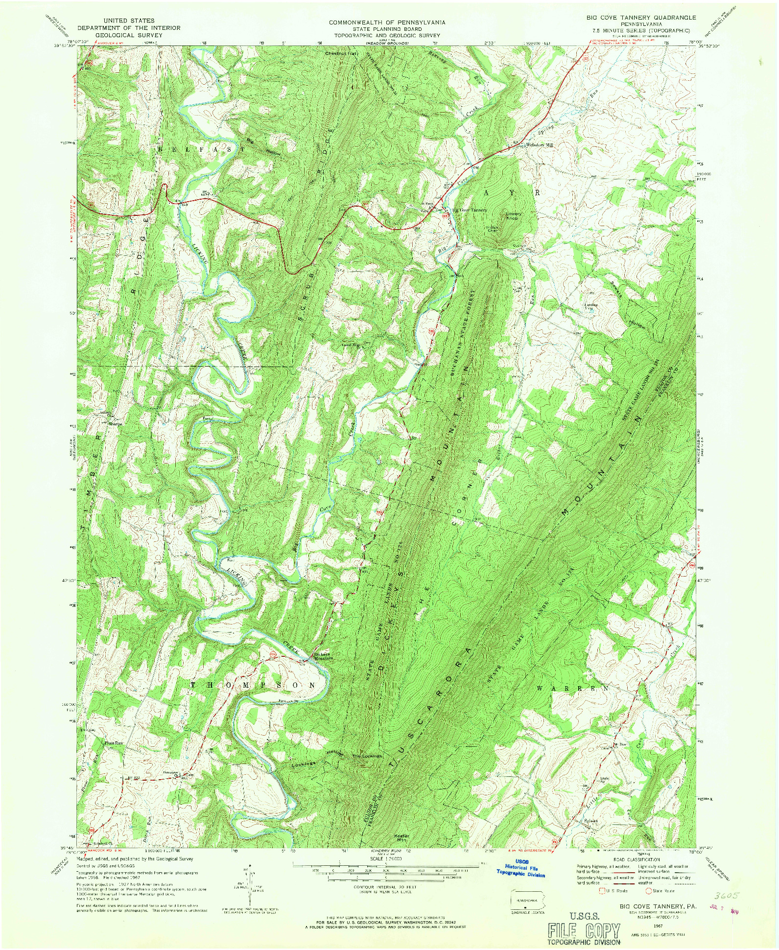 USGS 1:24000-SCALE QUADRANGLE FOR BIG COVE TANNERY, PA 1967