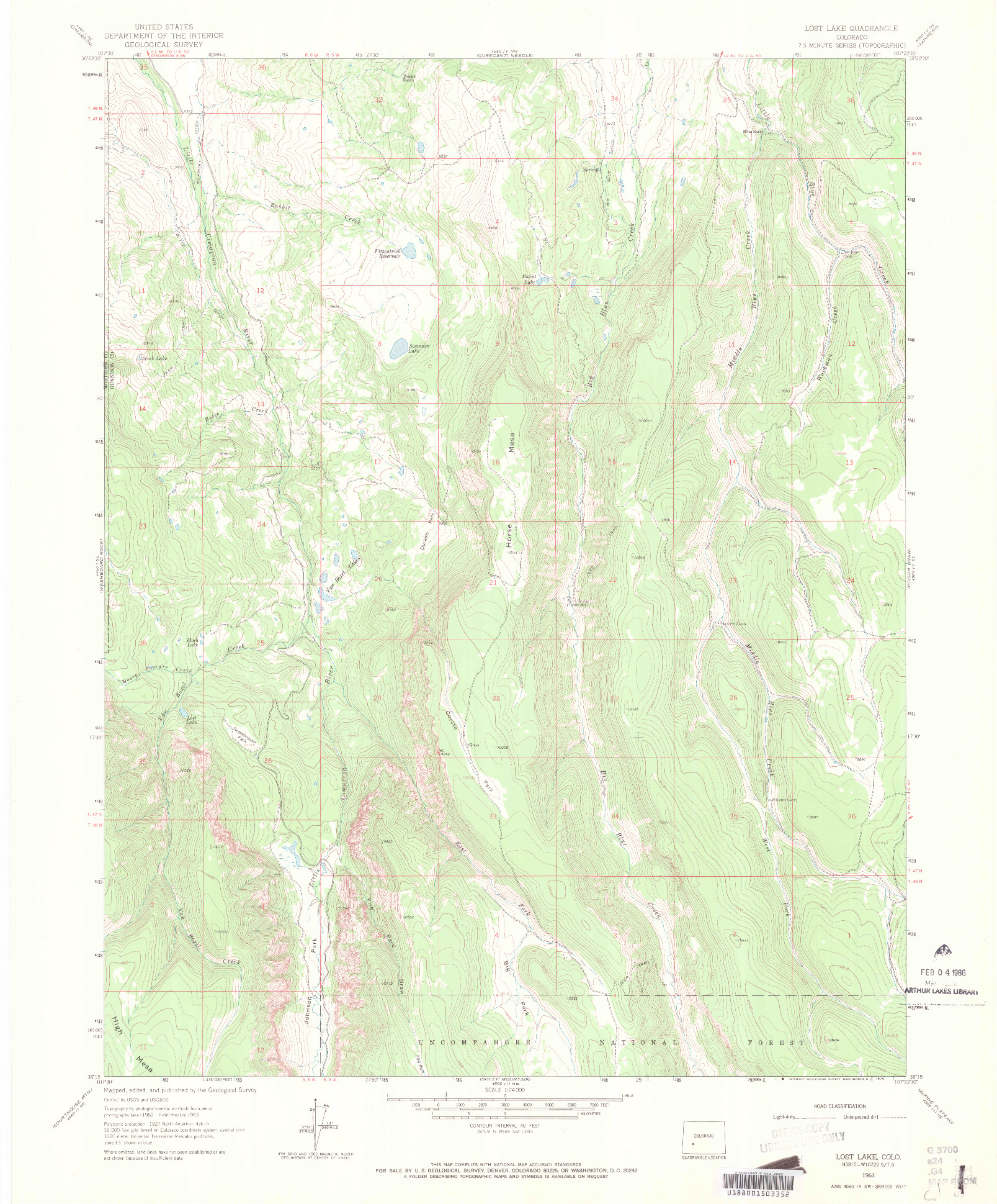 USGS 1:24000-SCALE QUADRANGLE FOR LOST LAKE, CO 1963