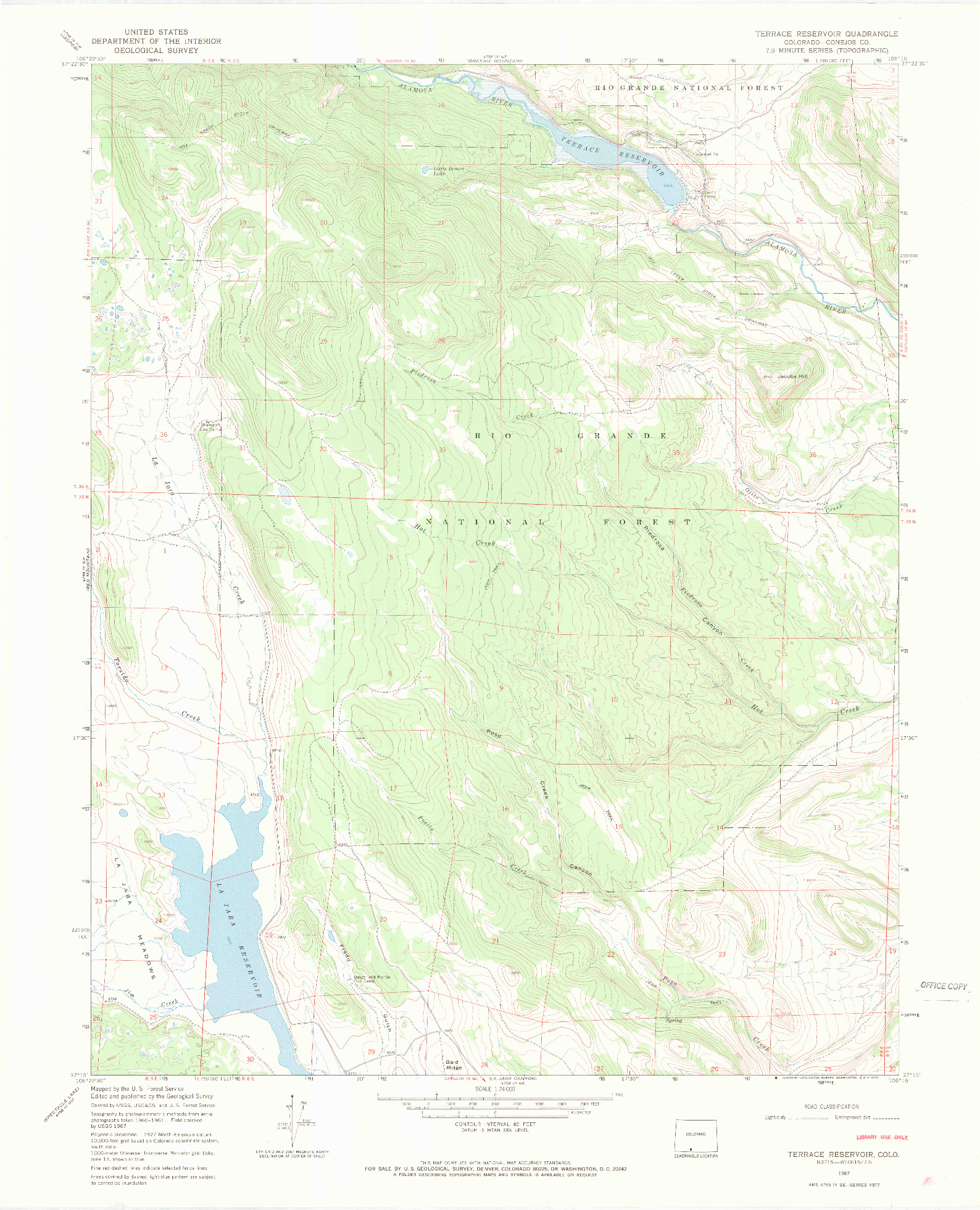 USGS 1:24000-SCALE QUADRANGLE FOR TERRACE RESERVOIR, CO 1967