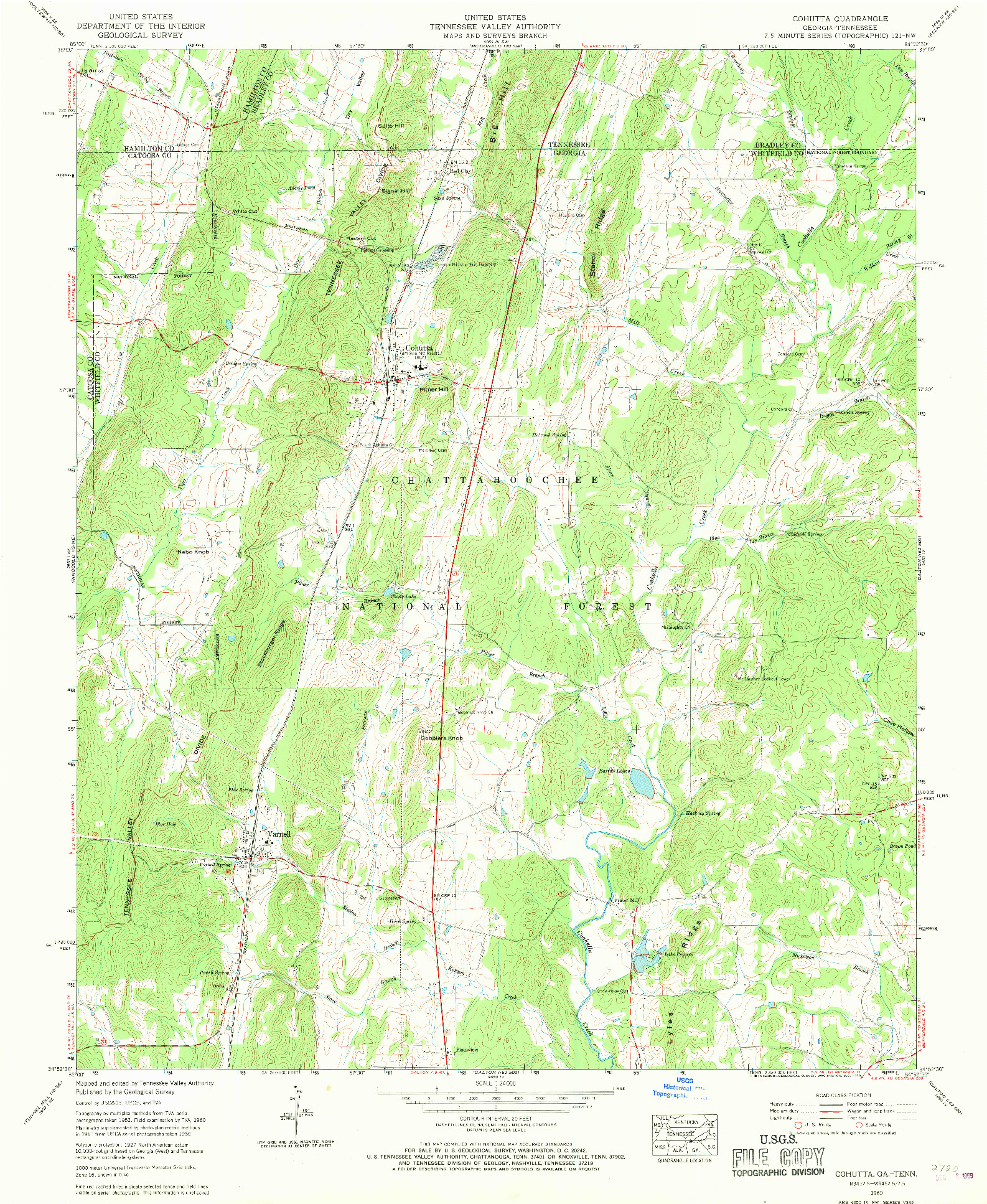 USGS 1:24000-SCALE QUADRANGLE FOR COHUTTA, GA 1960