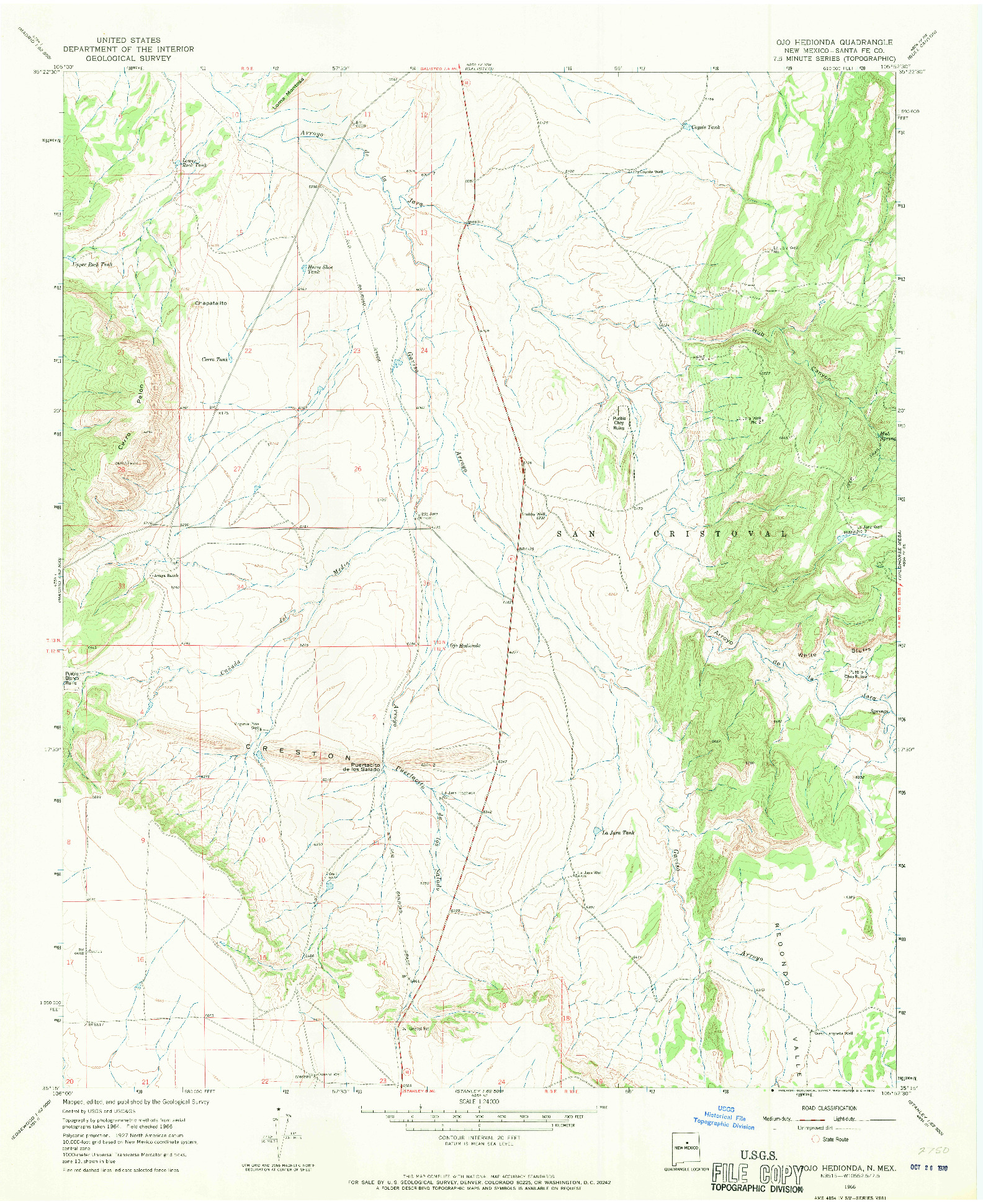 USGS 1:24000-SCALE QUADRANGLE FOR OJO HEDIONDA, NM 1966