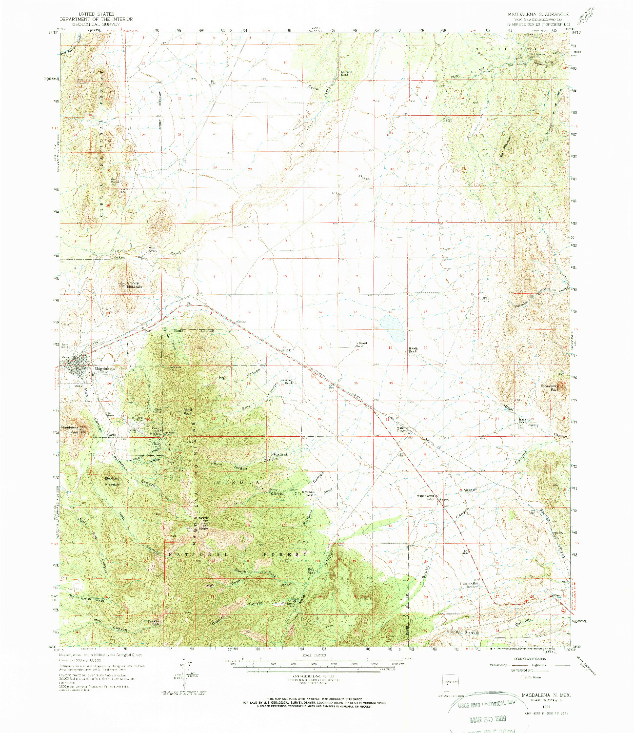 USGS 1:62500-SCALE QUADRANGLE FOR MAGDALENA, NM 1959