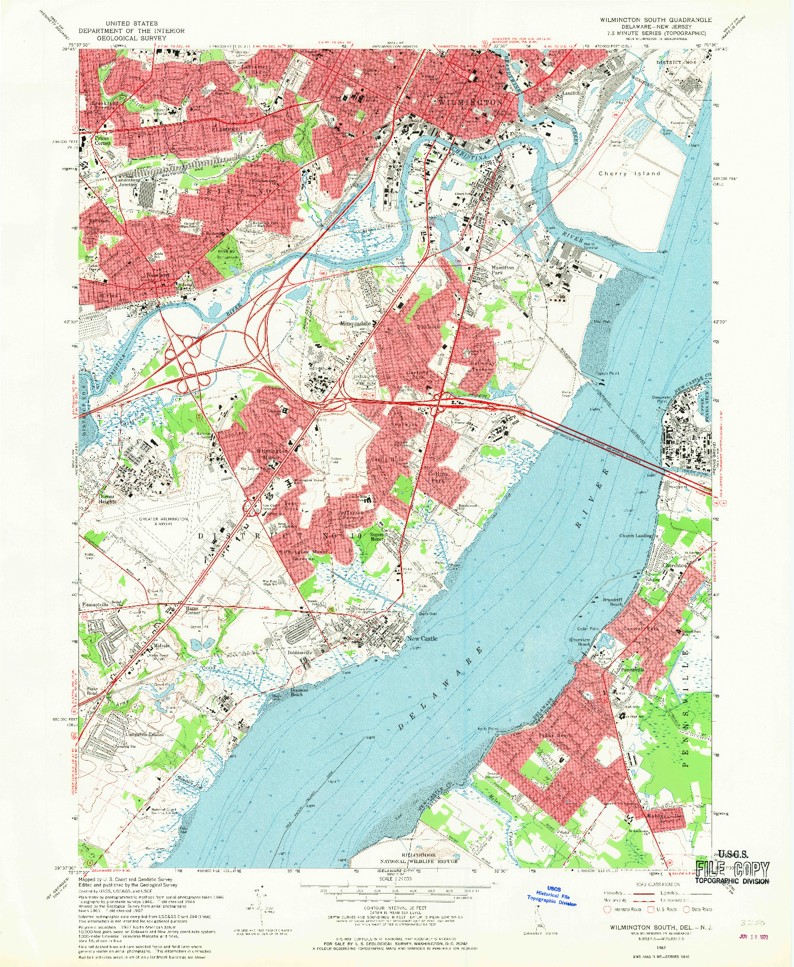 USGS 1:24000-SCALE QUADRANGLE FOR WILMINGTON SOUTH, DE 1967