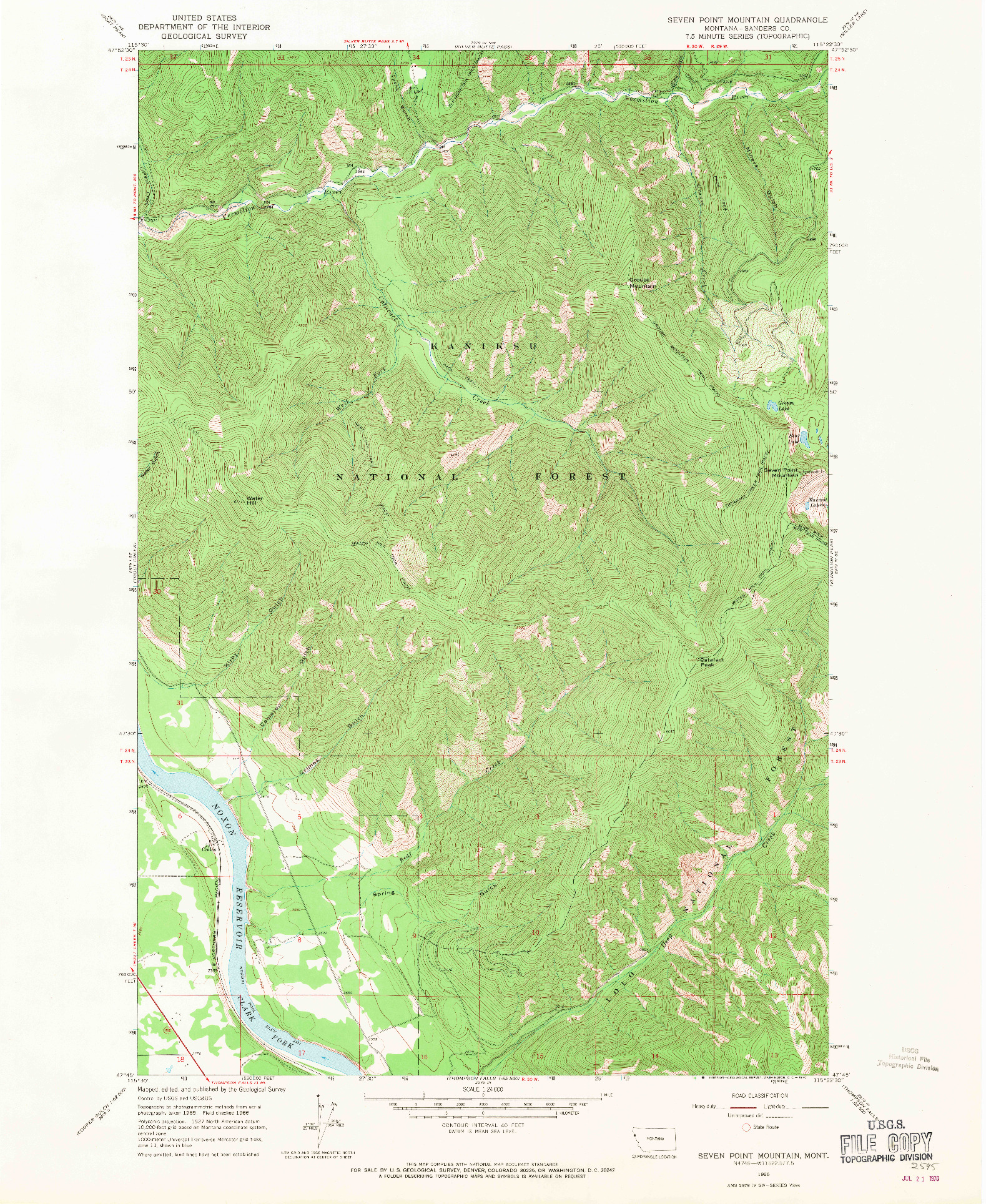 USGS 1:24000-SCALE QUADRANGLE FOR SEVEN POINT MOUNTAIN, MT 1966