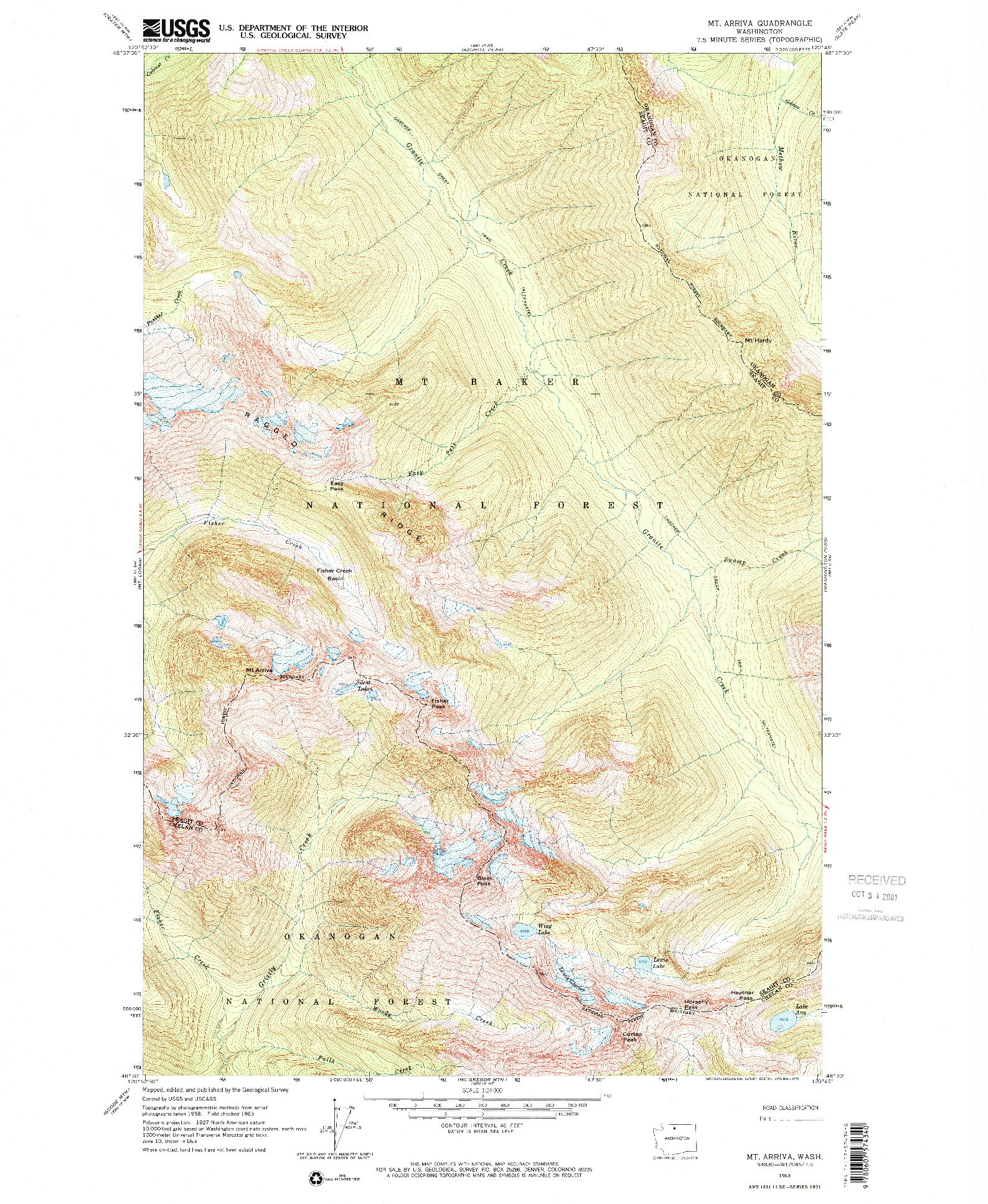 USGS 1:24000-SCALE QUADRANGLE FOR MT. ARRIVA, WA 1963