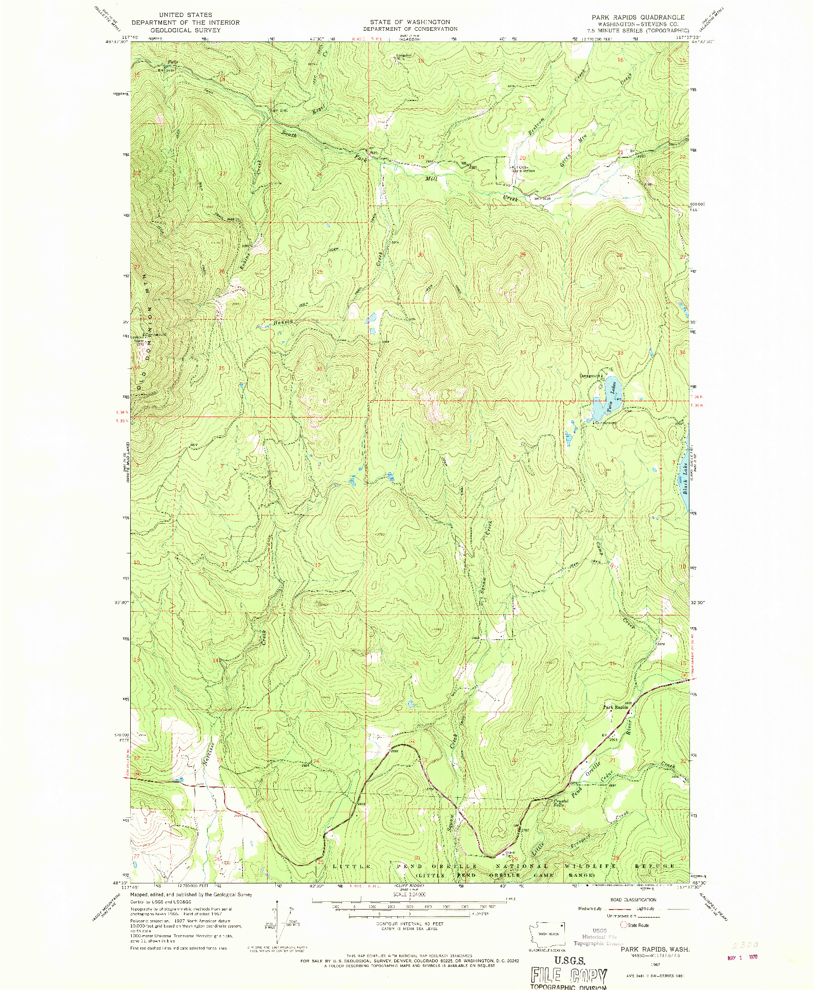 USGS 1:24000-SCALE QUADRANGLE FOR PARK RAPIDS, WA 1967