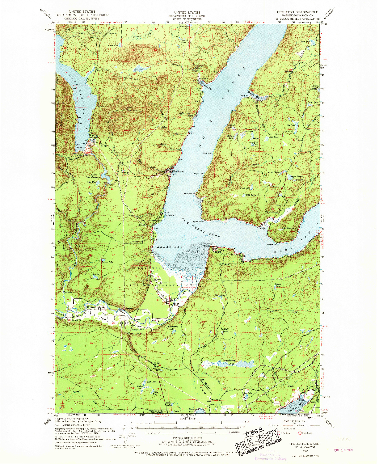 USGS 1:62500-SCALE QUADRANGLE FOR POTLATCH, WA 1952