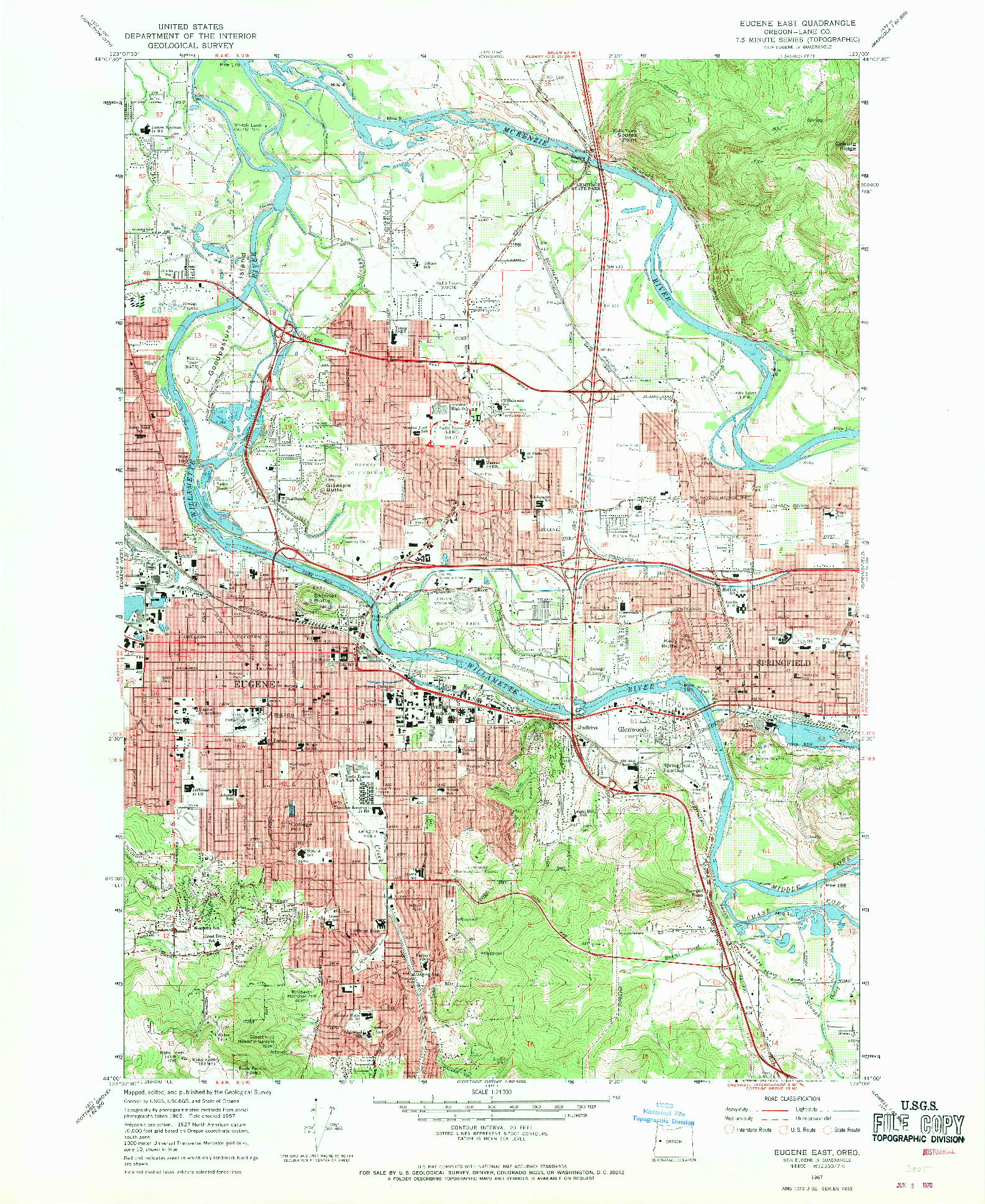 USGS 1:24000-SCALE QUADRANGLE FOR EUGENE EAST, OR 1967