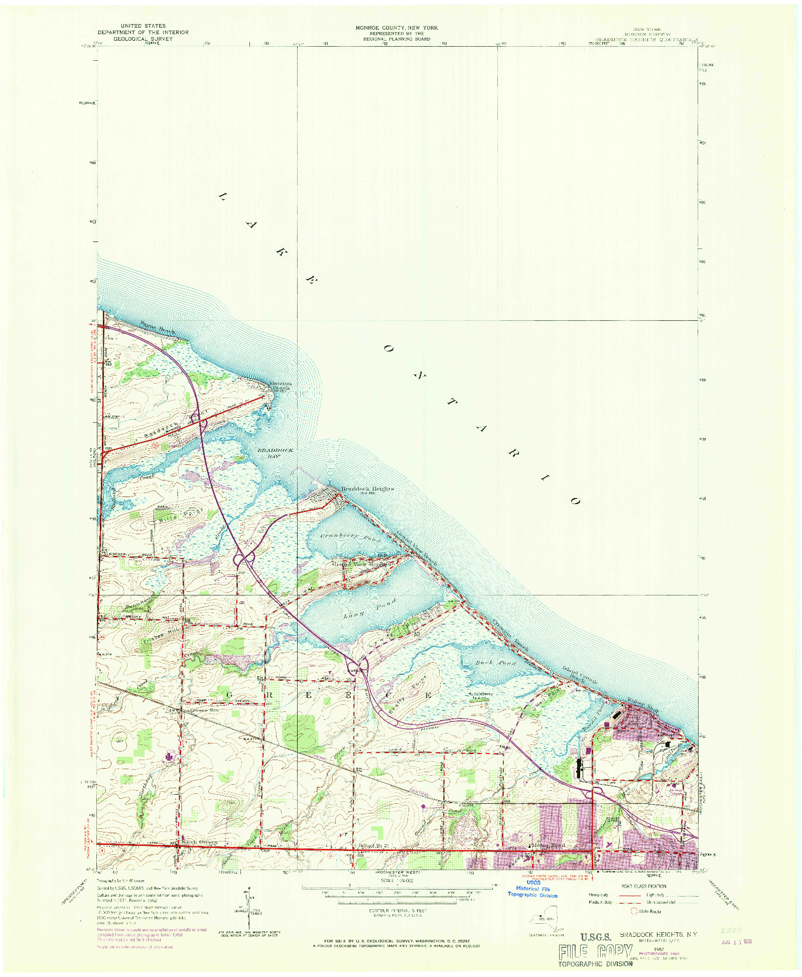 USGS 1:24000-SCALE QUADRANGLE FOR BRADDOCK HEIGHTS, NY 1952