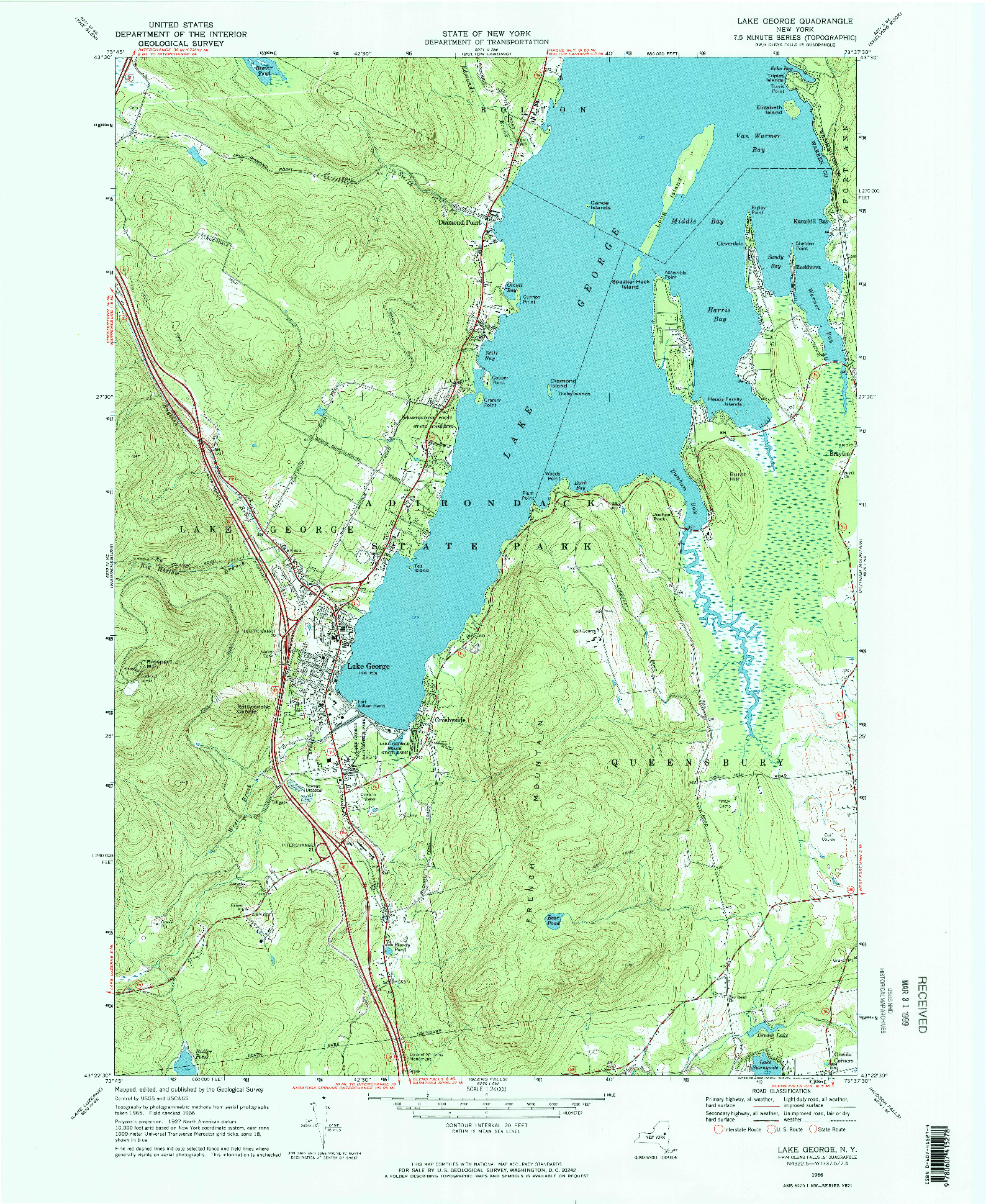 USGS 1:24000-SCALE QUADRANGLE FOR LAKE GEORGE, NY 1966