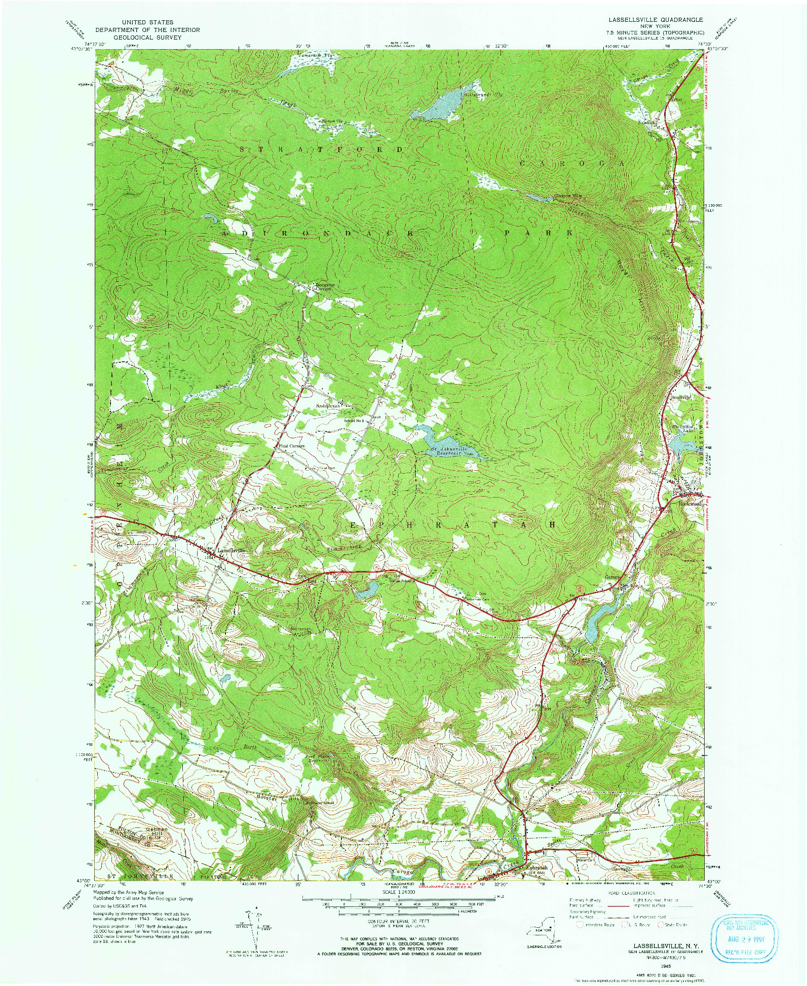 USGS 1:24000-SCALE QUADRANGLE FOR LASSELLSVILLE, NY 1945