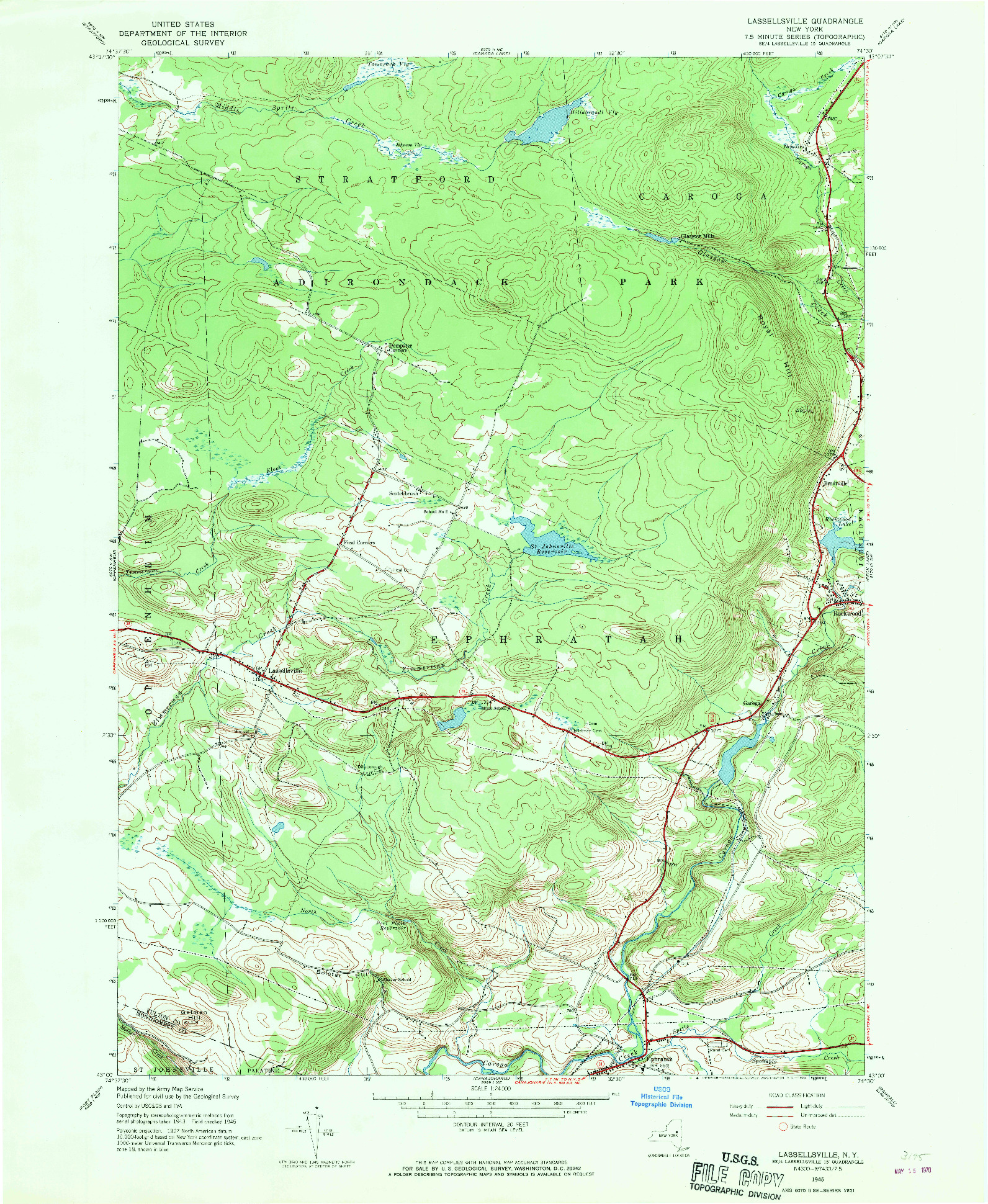 USGS 1:24000-SCALE QUADRANGLE FOR LASSELLSVILLE, NY 1945