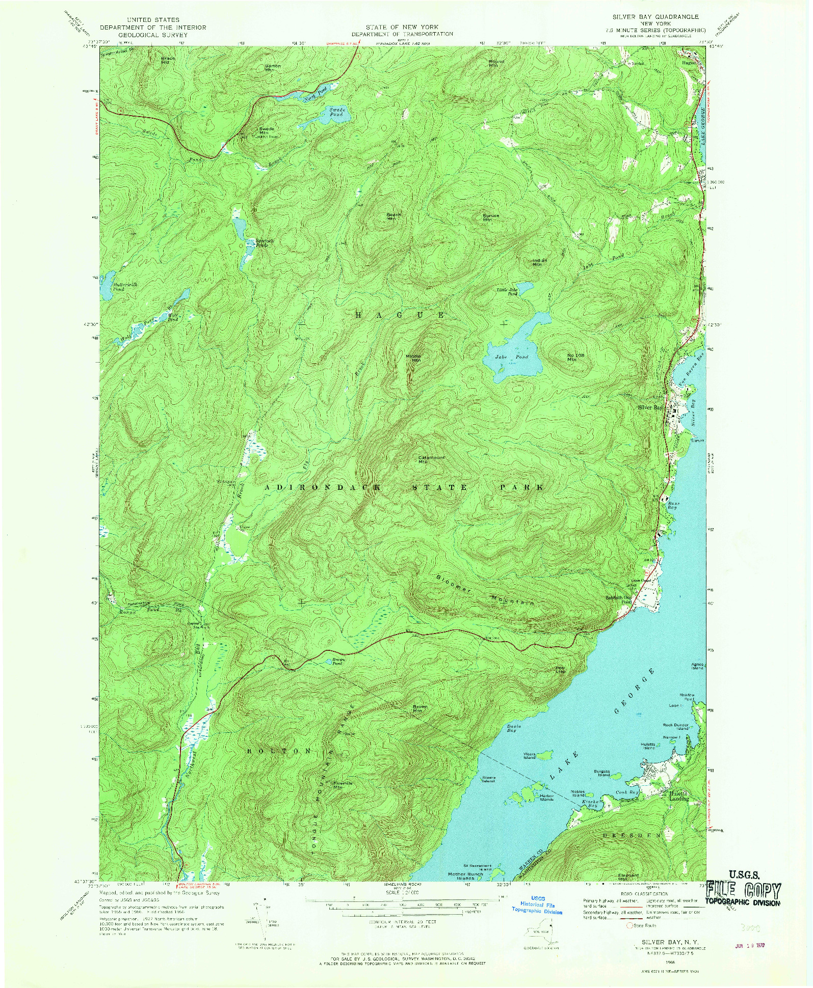 USGS 1:24000-SCALE QUADRANGLE FOR SILVER BAY, NY 1966