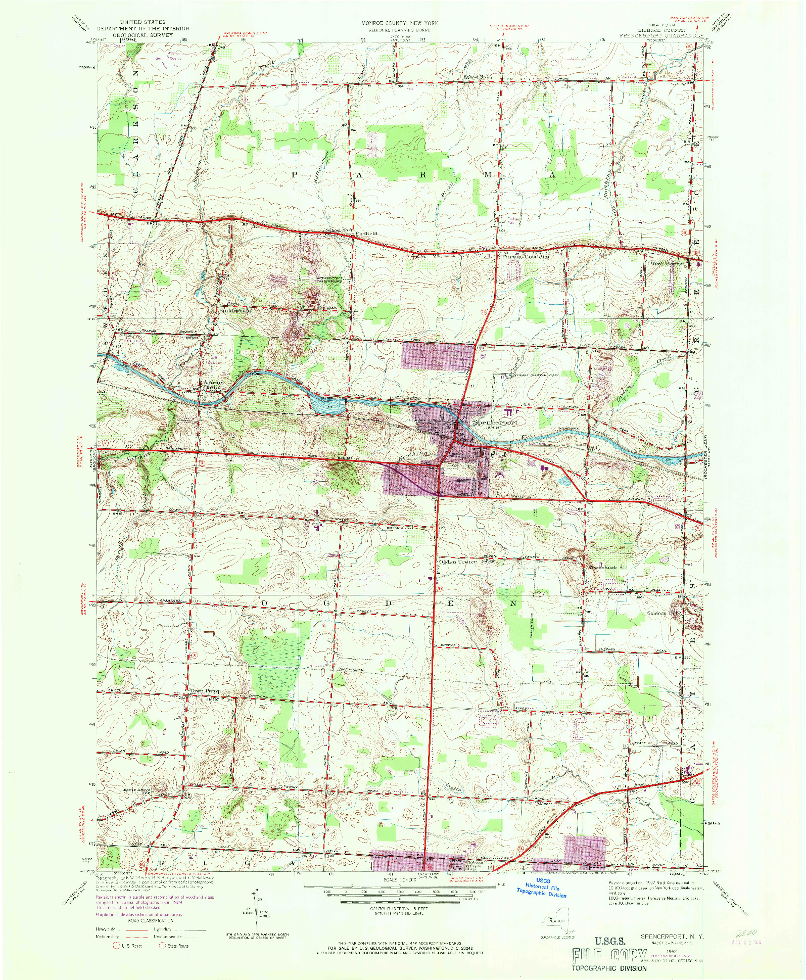 USGS 1:24000-SCALE QUADRANGLE FOR SPENCERPORT, NY 1952