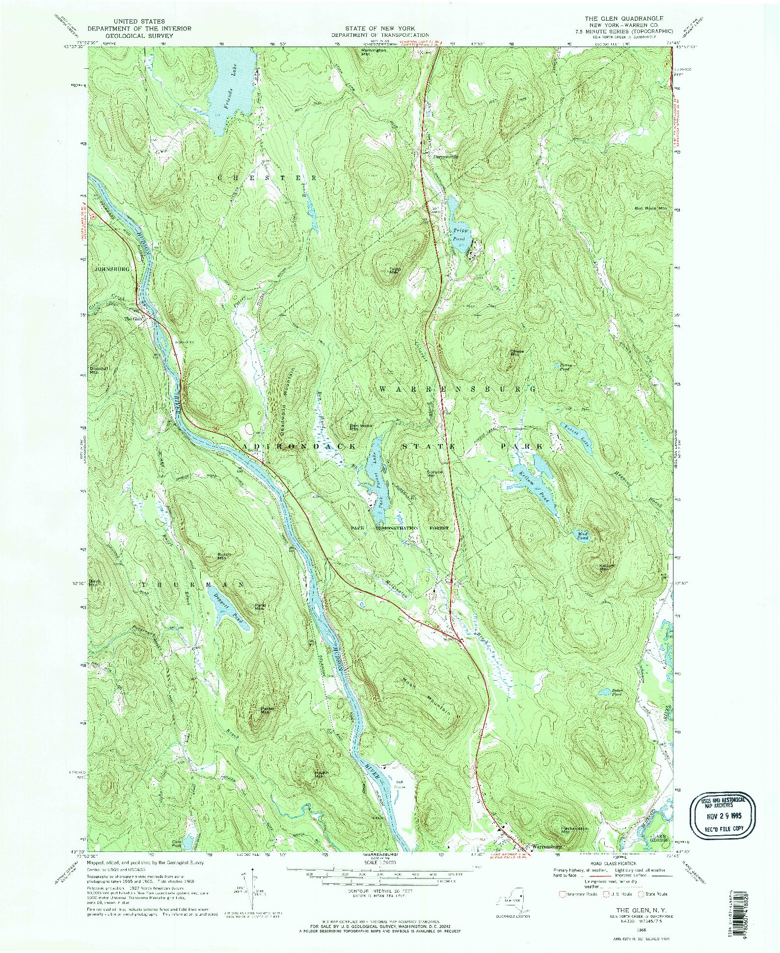USGS 1:24000-SCALE QUADRANGLE FOR THE GLEN, NY 1968