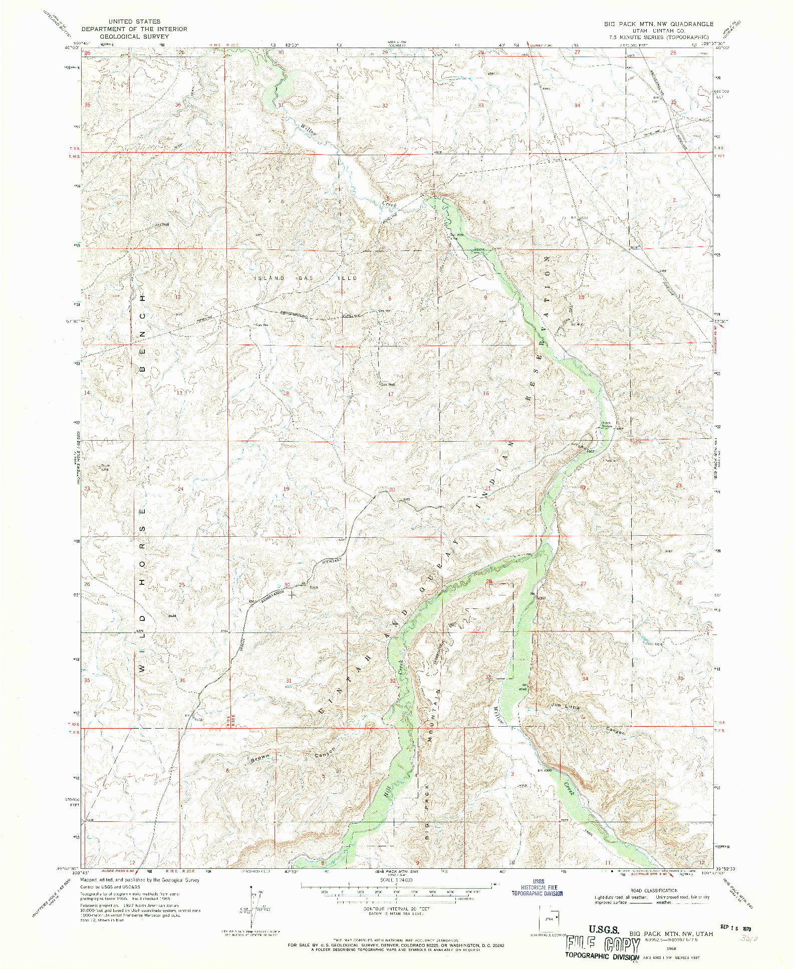 USGS 1:24000-SCALE QUADRANGLE FOR BIG PACK MTN. NW, UT 1968