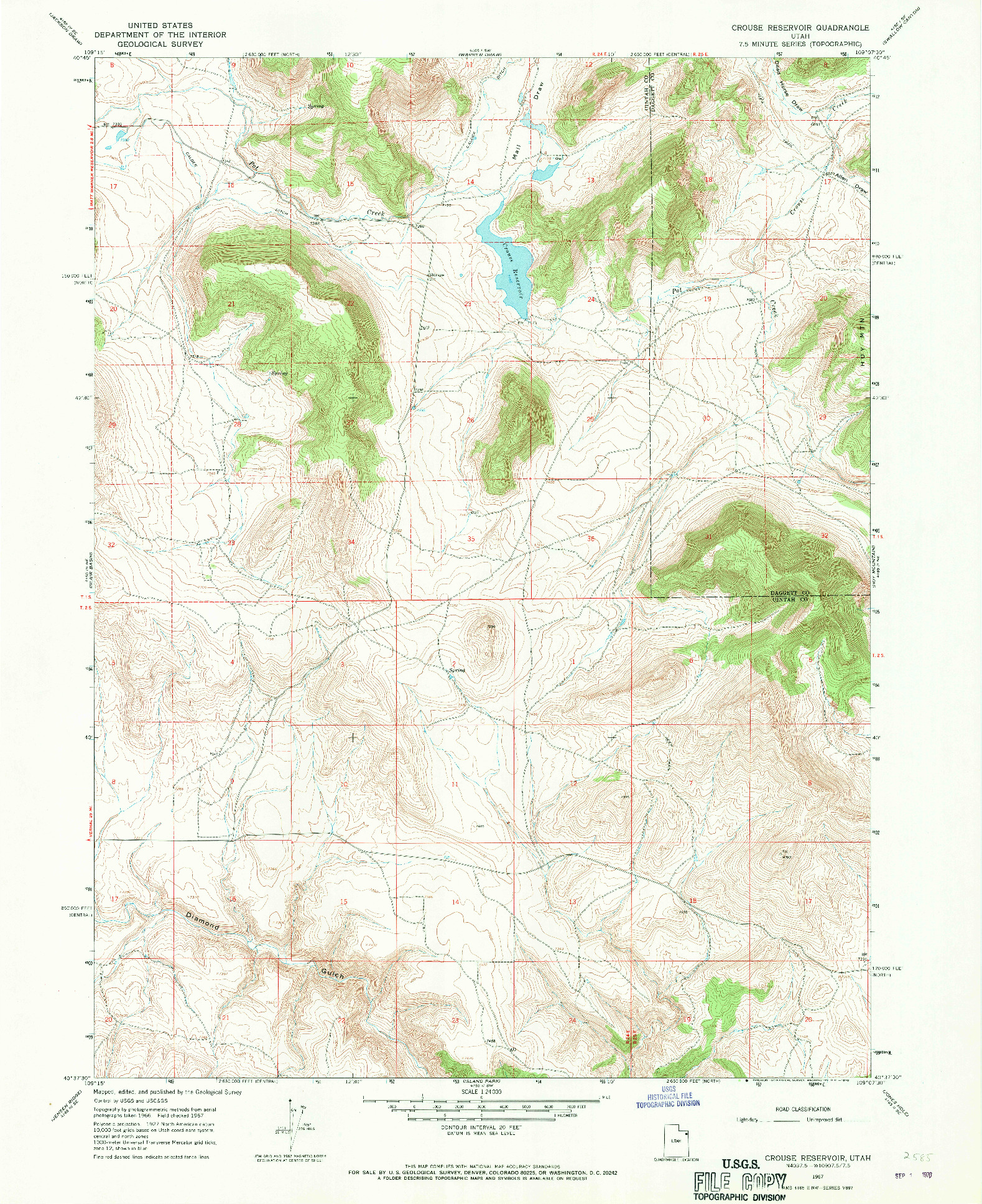 USGS 1:24000-SCALE QUADRANGLE FOR CROUSE RESERVOIR, UT 1967