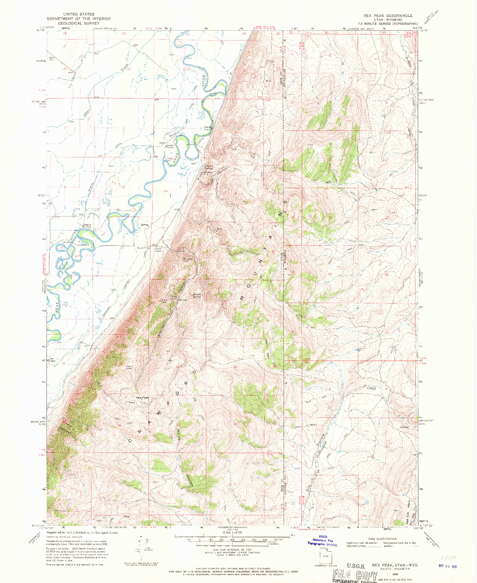 USGS 1:24000-SCALE QUADRANGLE FOR REX PEAK, UT 1968