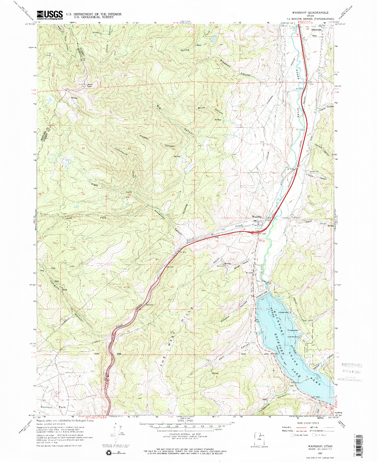 USGS 1:24000-SCALE QUADRANGLE FOR WANSHIP, UT 1967