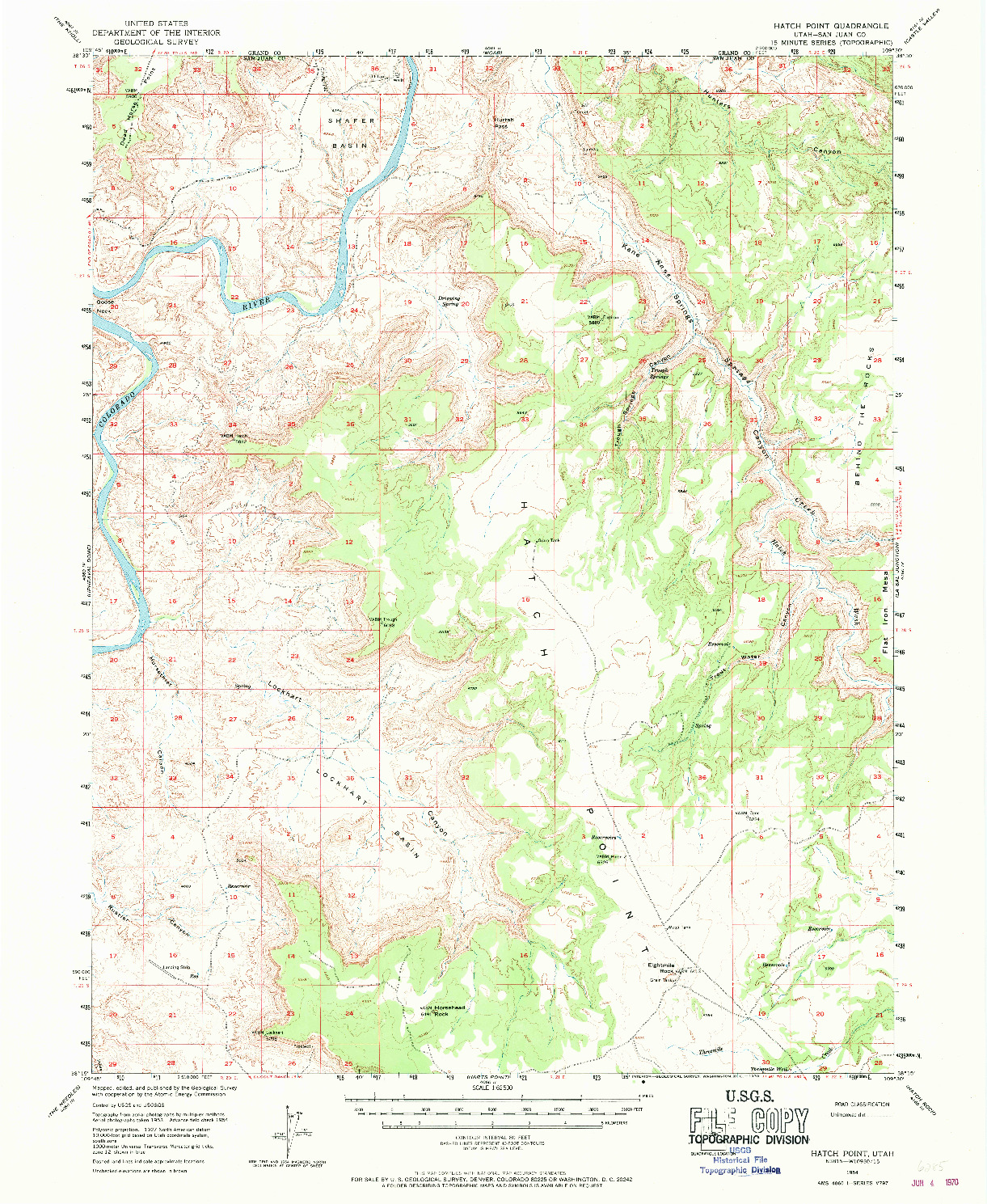 USGS 1:62500-SCALE QUADRANGLE FOR HATCH POINT, UT 1954