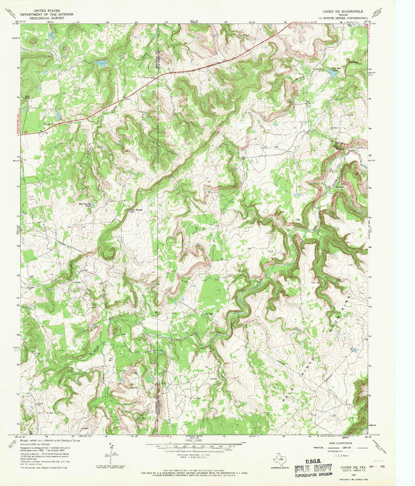 USGS 1:24000-SCALE QUADRANGLE FOR CADDO NE, TX 1967